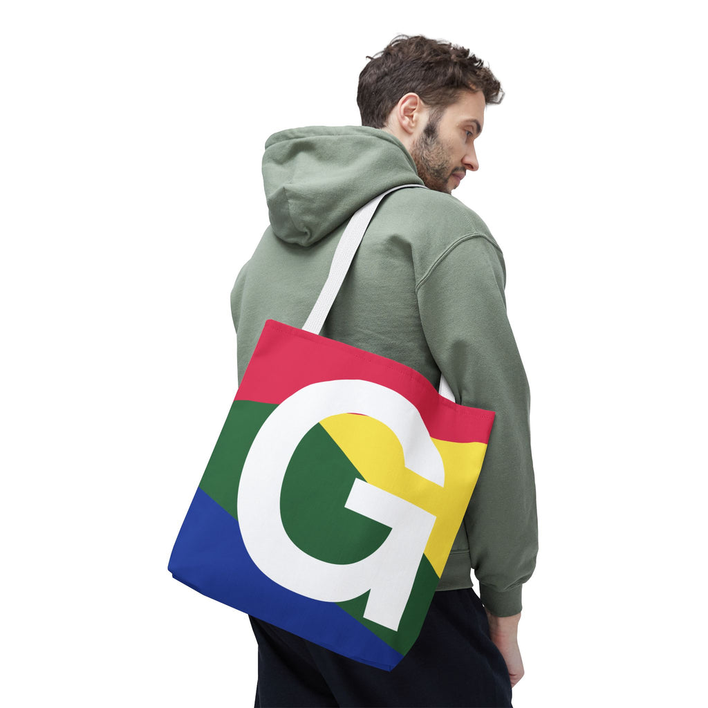 Monogram 'G' Colorblock Tote Bag — Personalized Initial G Shoulder Tote