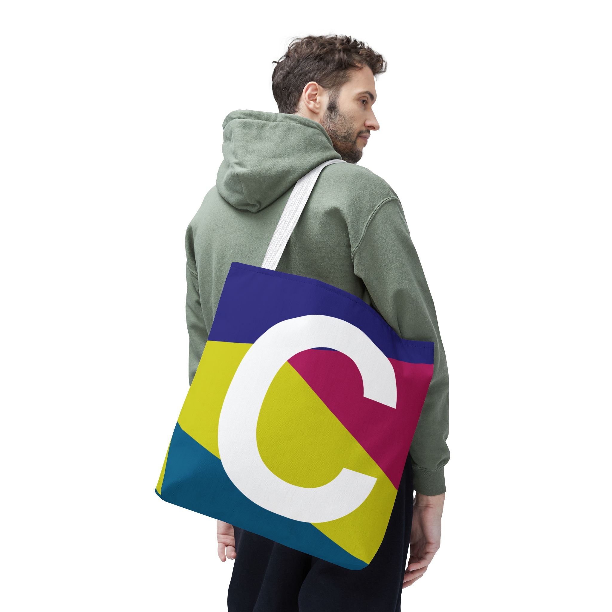 Monogram 'C' Colorblock Tote Bag — Personalized Initial C Shoulder Tote