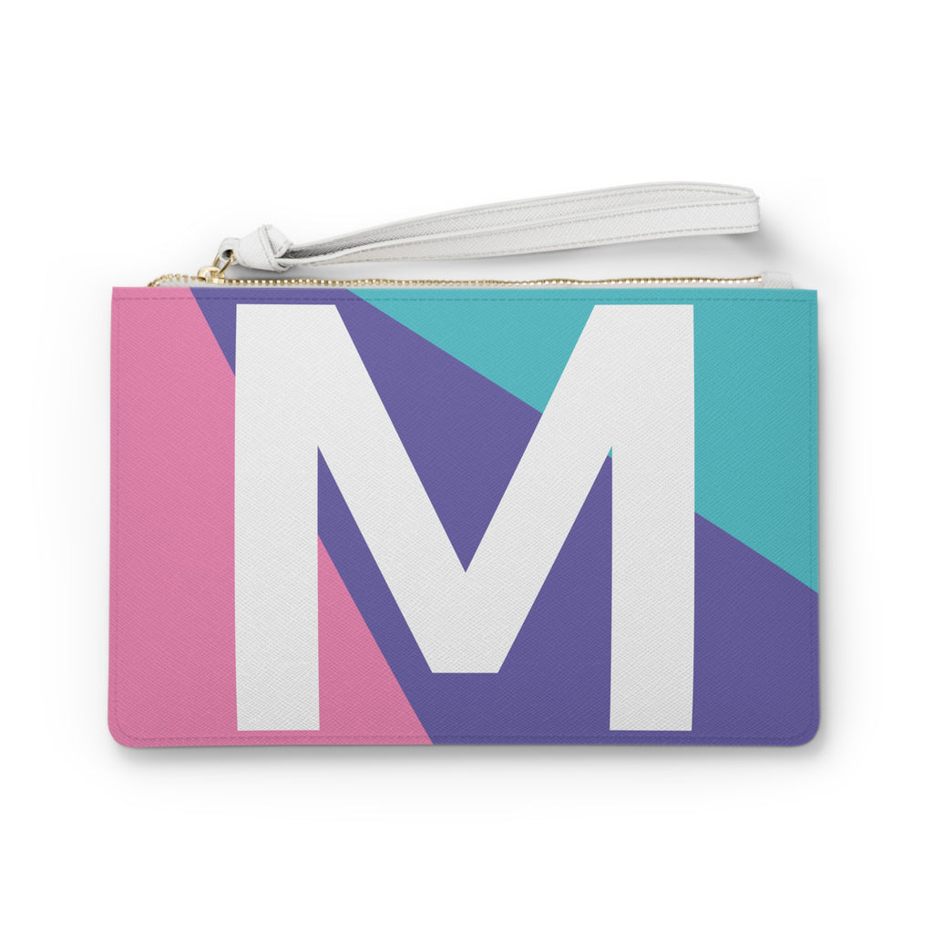 Monogram 'M' Colorblock Clutch Bag — Bold Geometric Wristlet for Everyday & Gifts