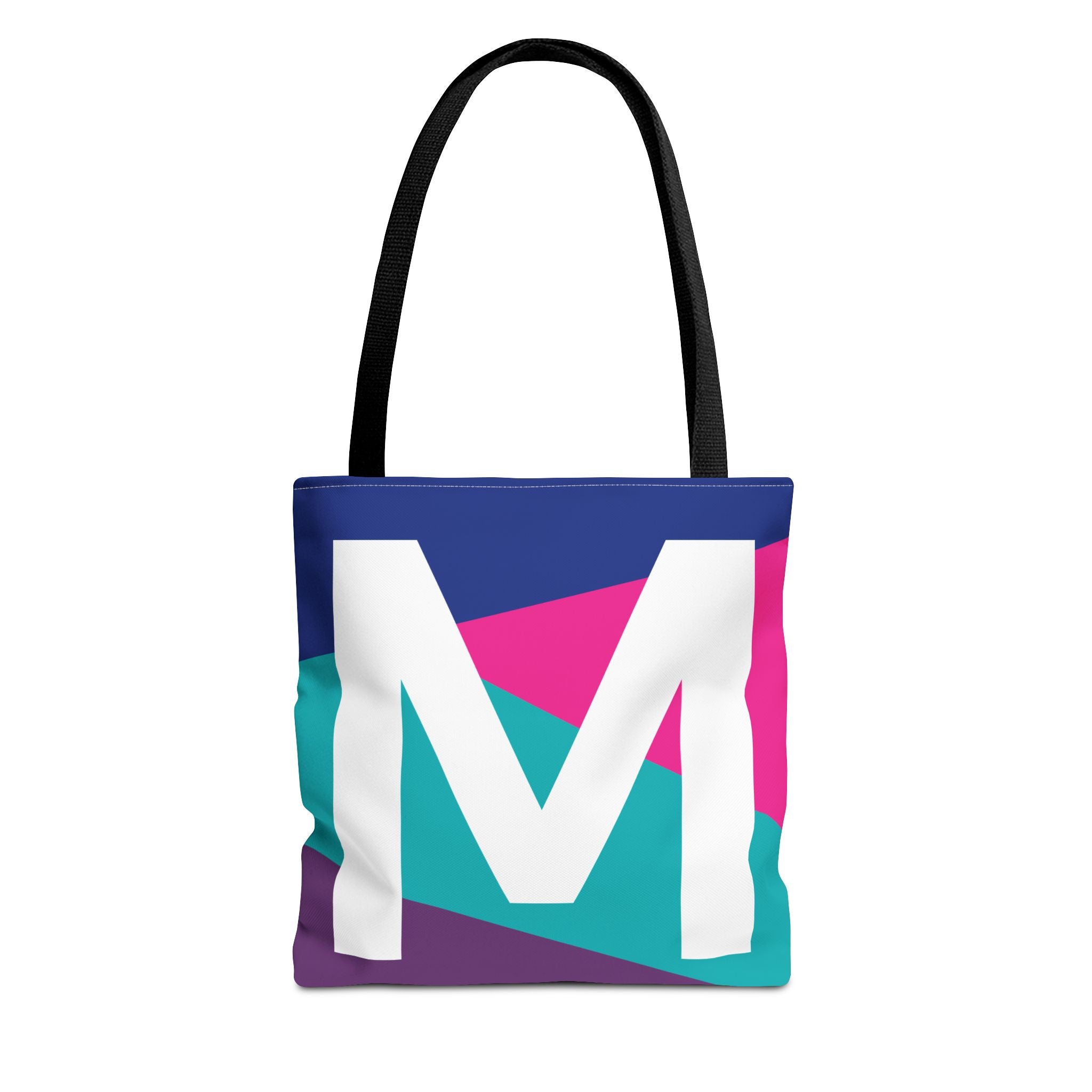 Monogram 'M' Colorblock Tote Bag — Personalized Initial L Shoulder Tote