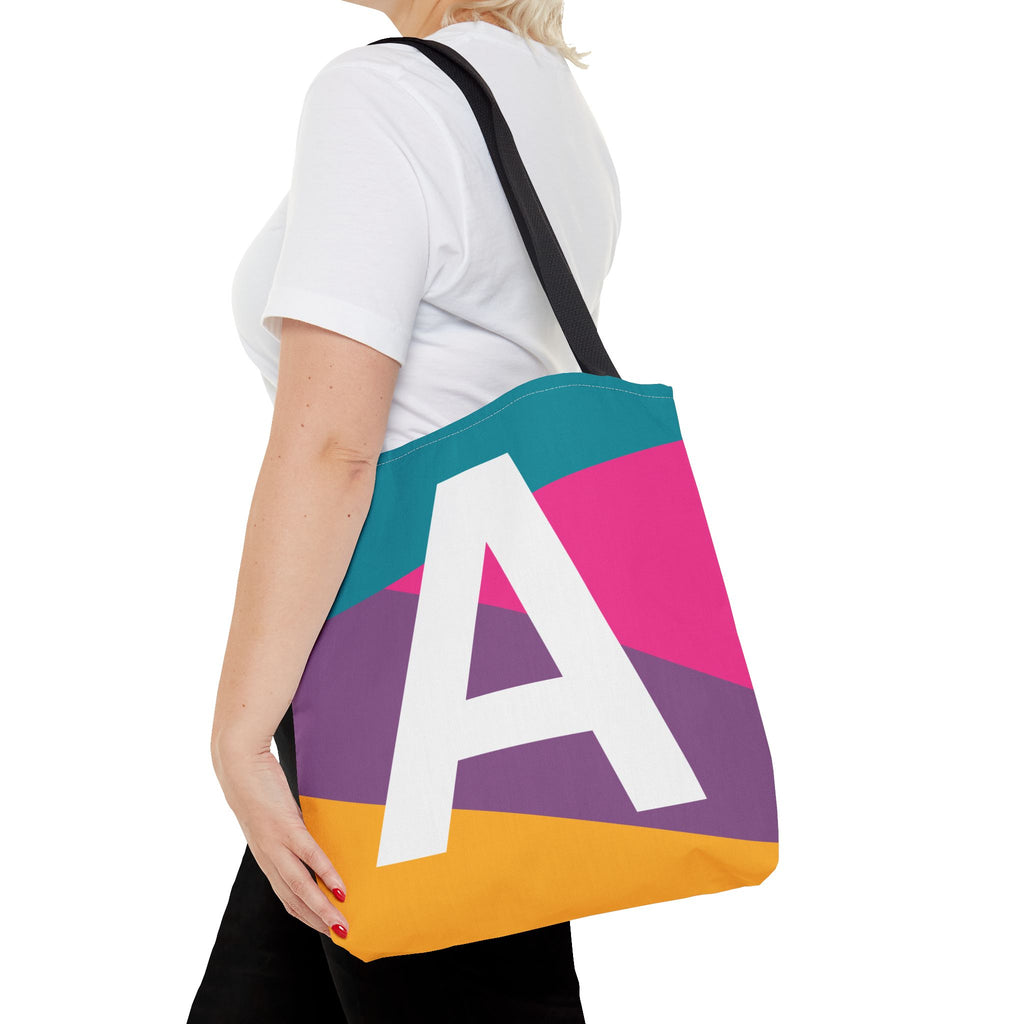 Monogram 'A' Colorblock Tote Bag — Personalized Initial A Shoulder Tote