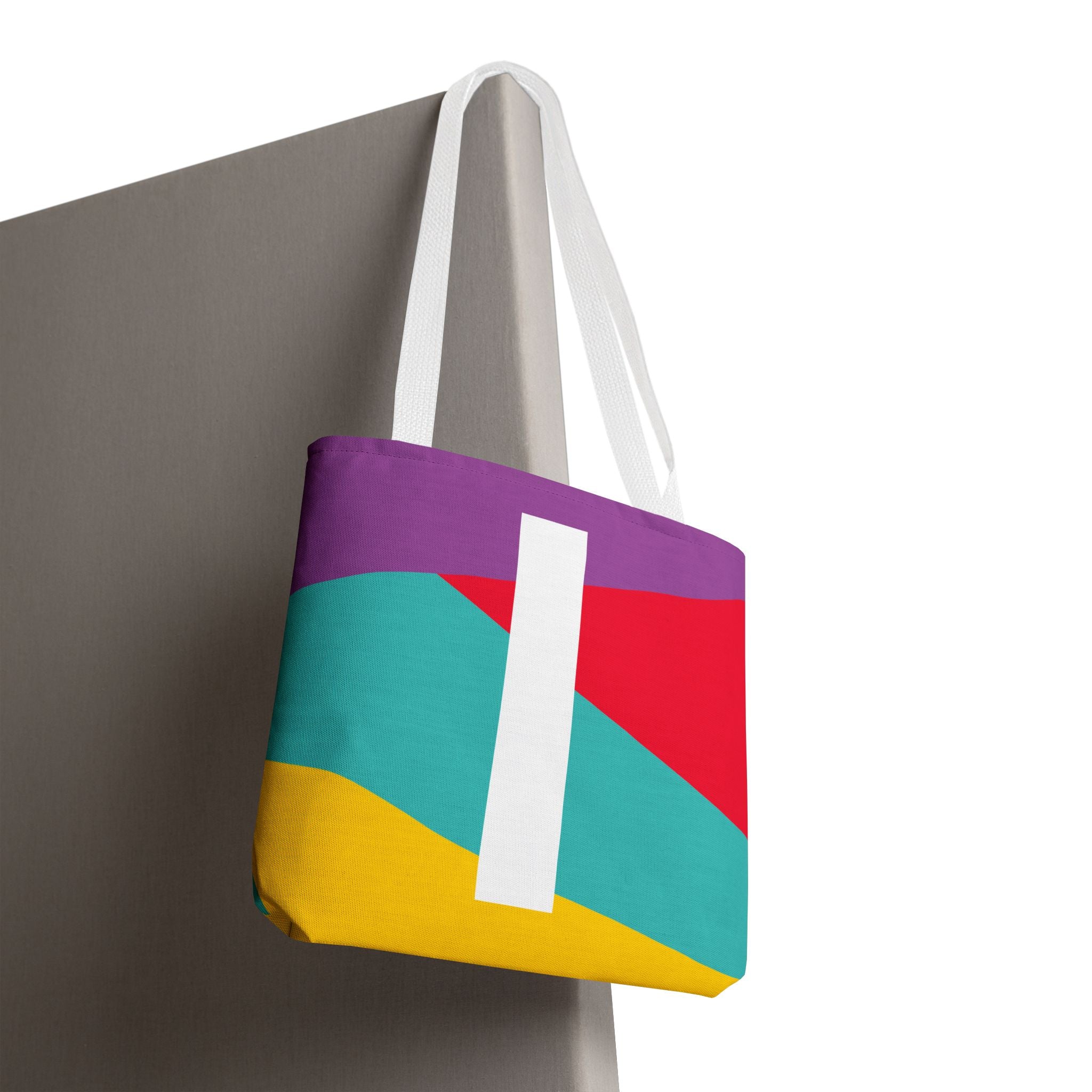 Monogram 'I' Colorblock Tote Bag — Personalized Initial I Shoulder Tote