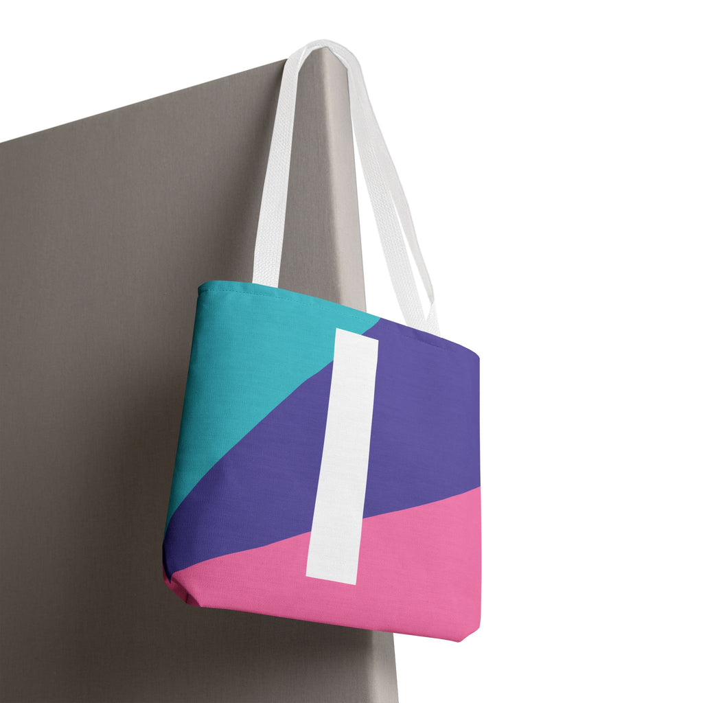 Monogram 'I' Colorblock Tote Bag — Personalized Initial I Shoulder Tote