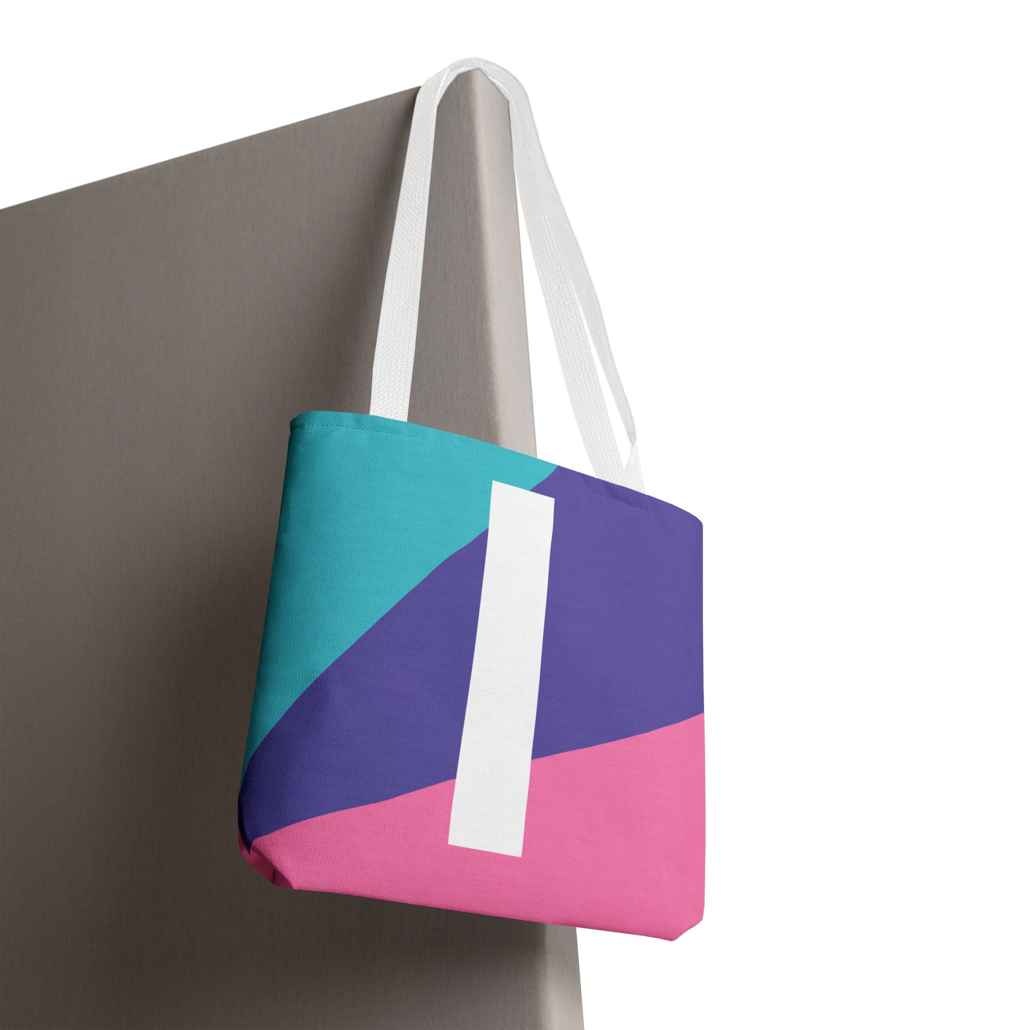 Monogram 'I' Colorblock Tote Bag — Personalized Initial I Shoulder Tote