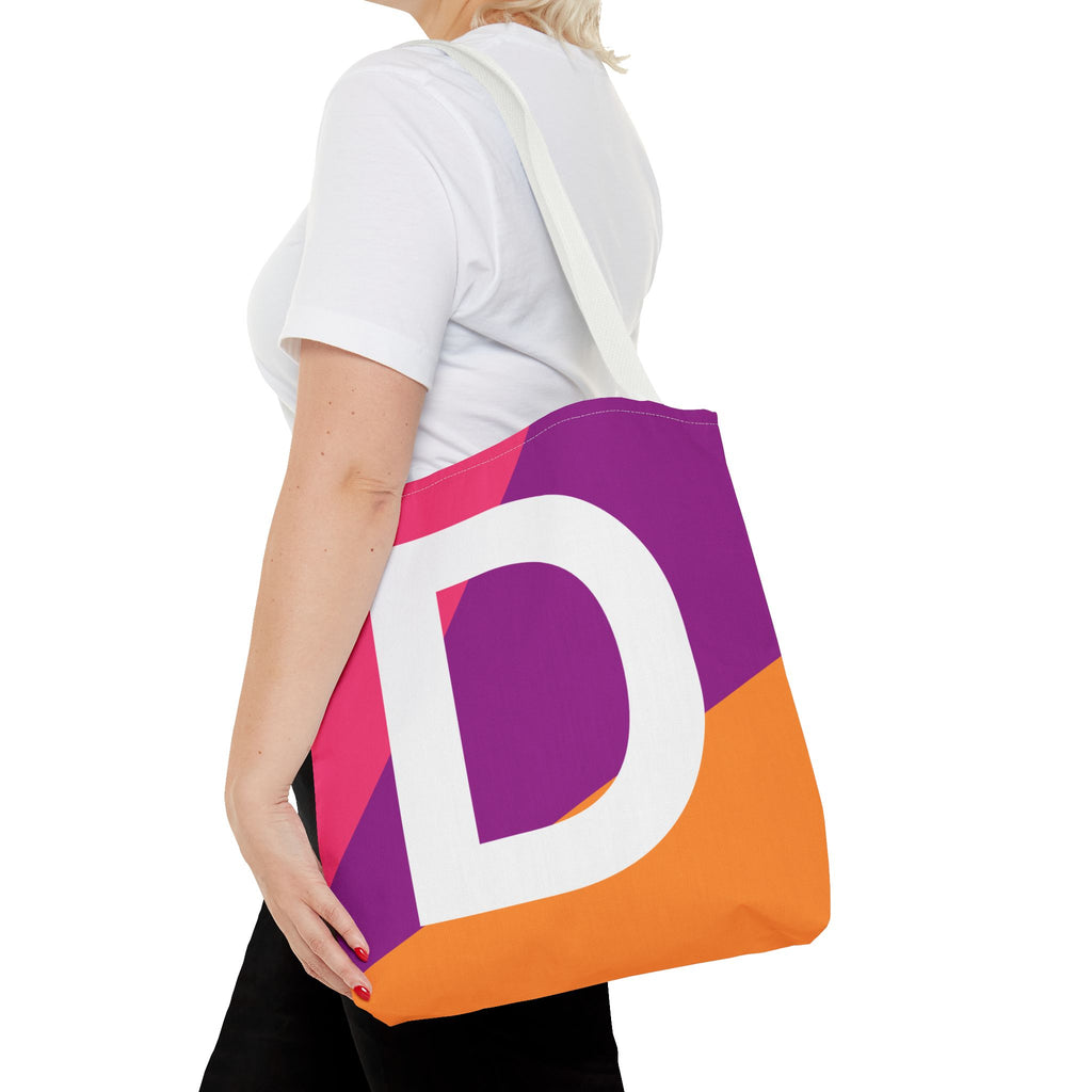 Monogram 'D' Colorblock Tote Bag — Personalized Initial D Shoulder Tote
