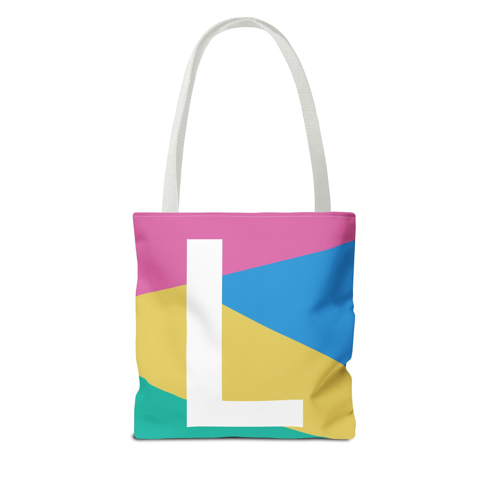 Monogram 'L' Colorblock Tote Bag — Personalized Initial L Shoulder Tote
