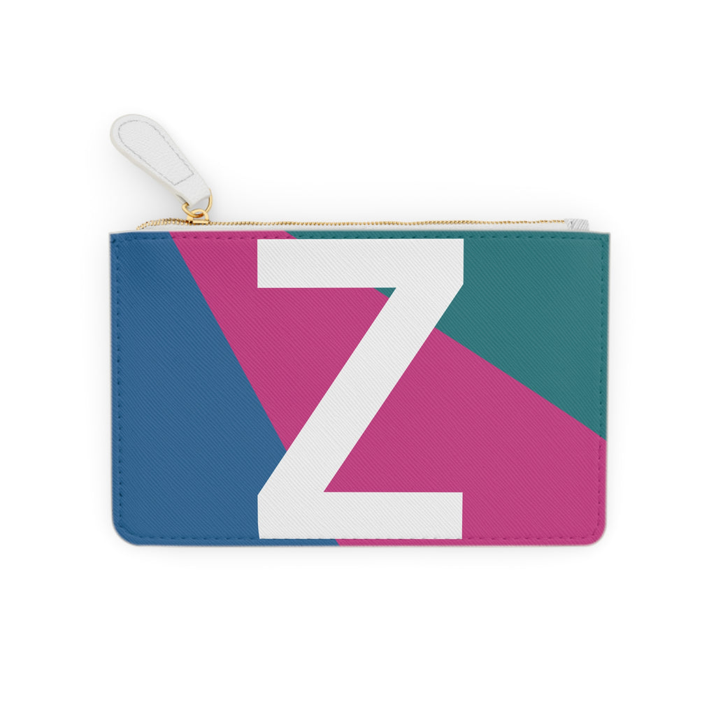 Initial Z Mini Clutch — Colorblock Monogram Wristlet Wallet