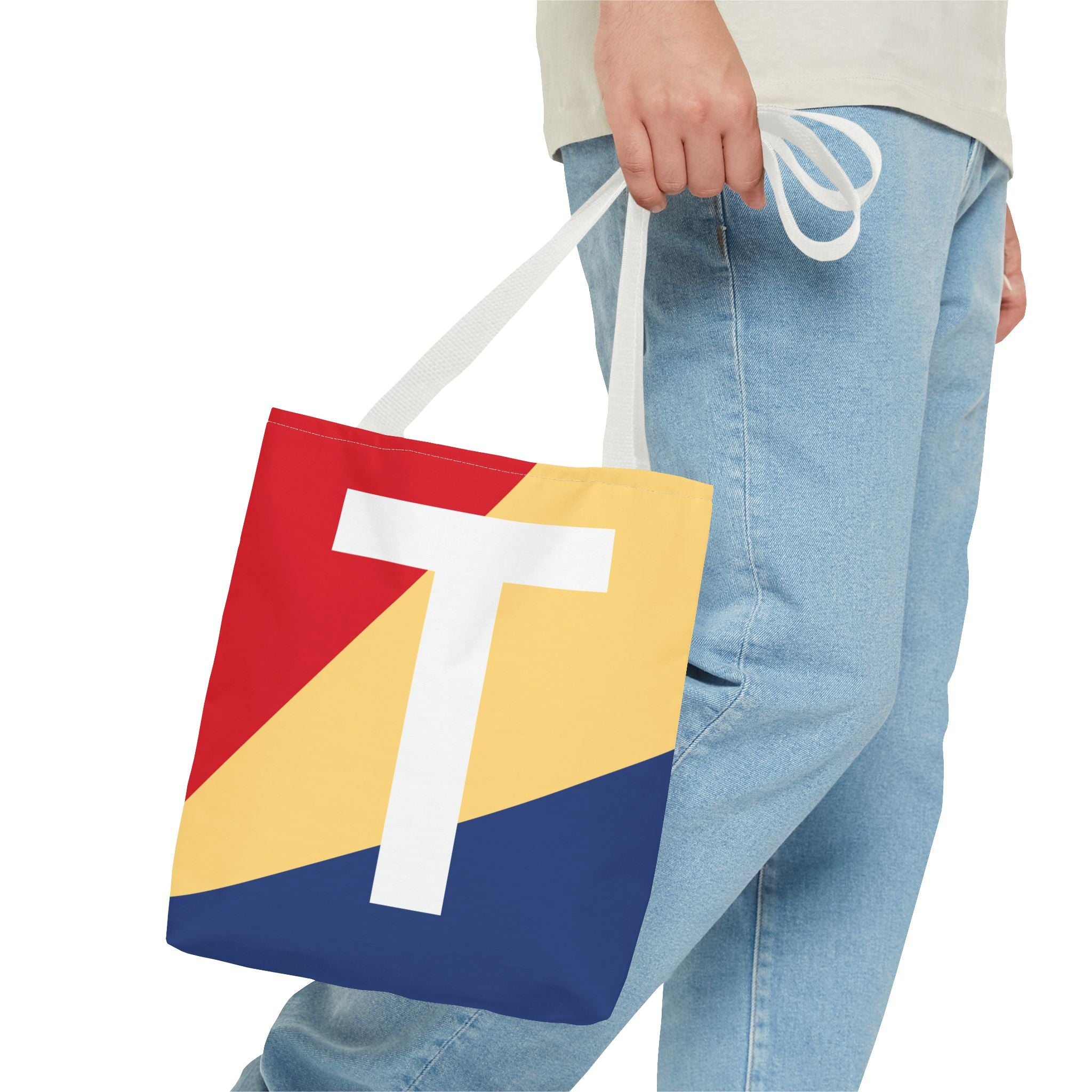 Monogram 'T' Colorblock Tote Bag — Personalized Initial T Shoulder Tote