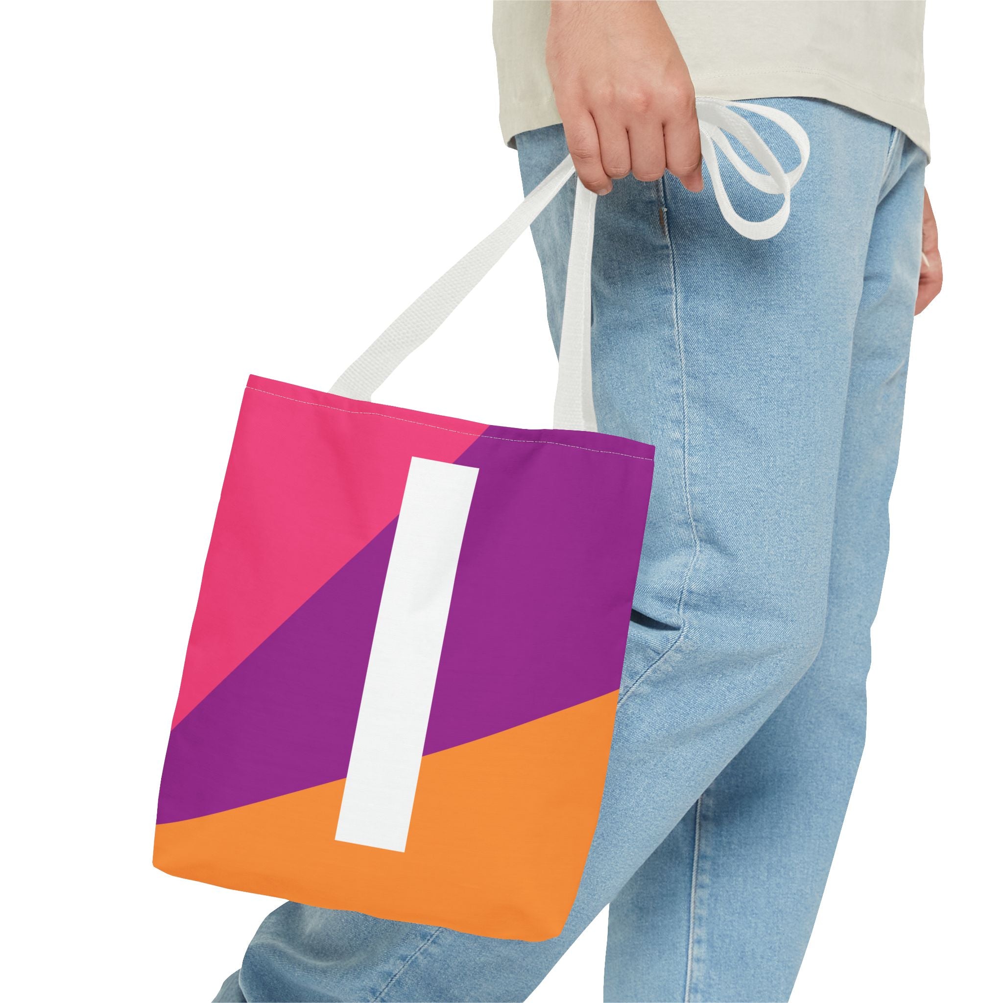 Monogram 'I' Colorblock Tote Bag — Personalized Initial I Shoulder Tote