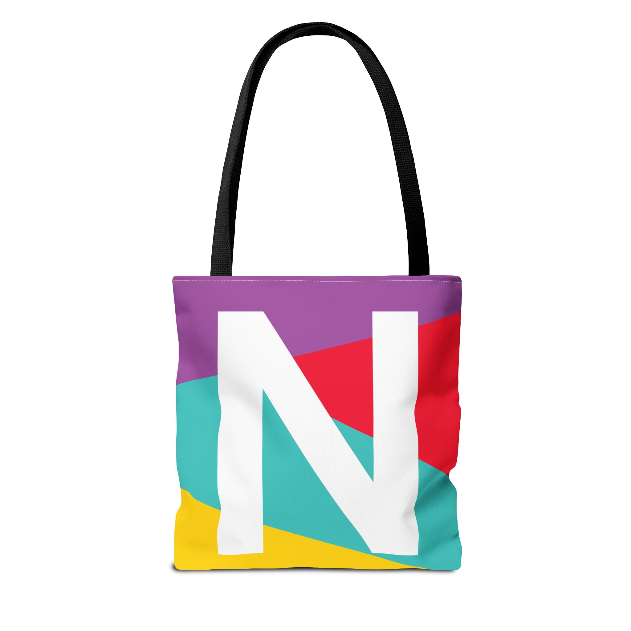 Monogram 'N' Colorblock Tote Bag — Personalized Initial N Shoulder Tote