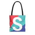 Monogram 'S' Colorblock Tote Bag — Personalized Initial S Shoulder Tote