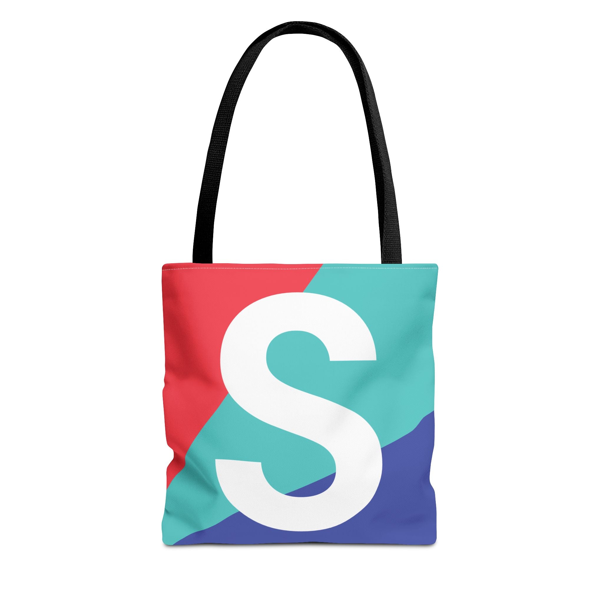 Monogram 'S' Colorblock Tote Bag — Personalized Initial S Shoulder Tote