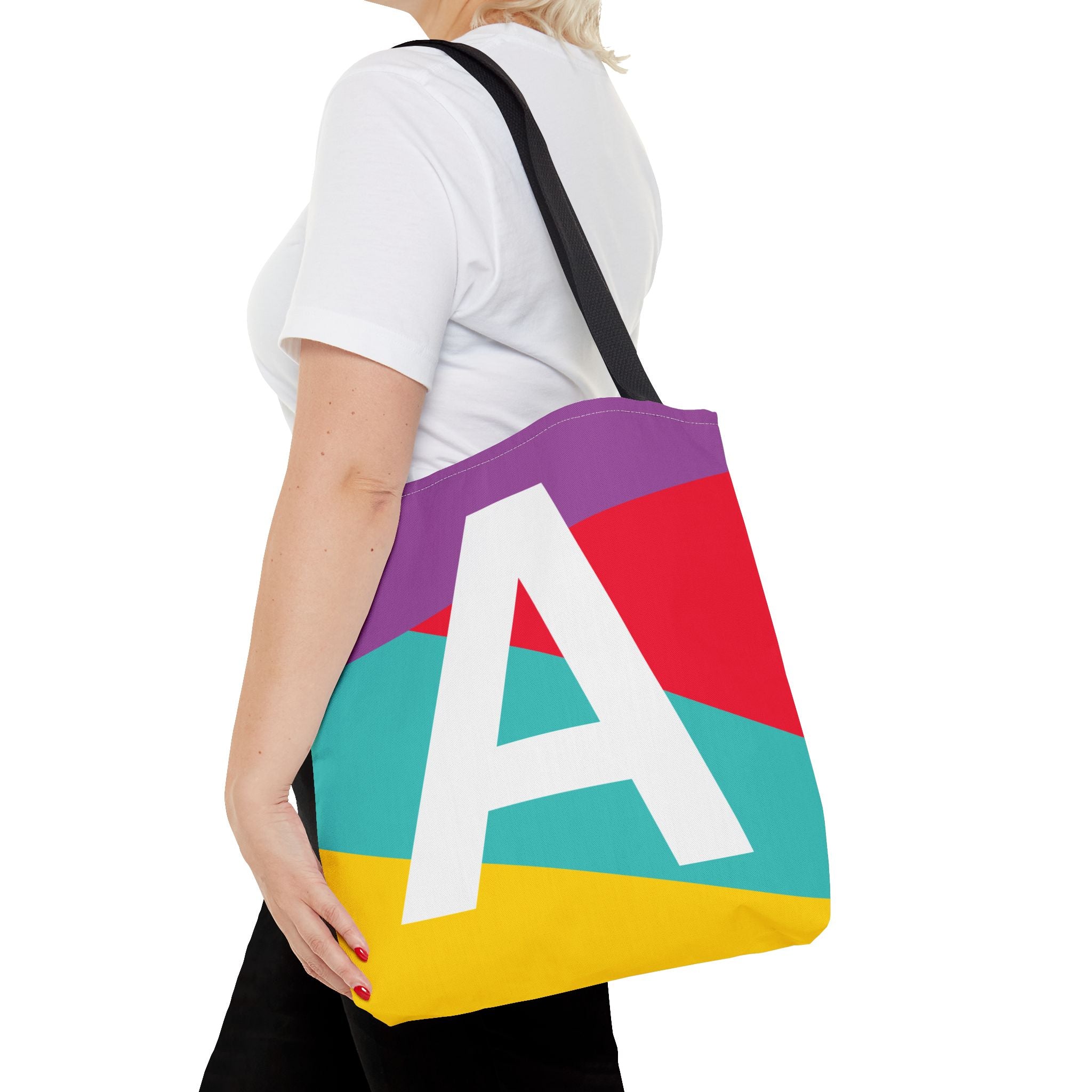 Monogram 'A' Colorblock Tote Bag — Personalized Initial A Shoulder Tote