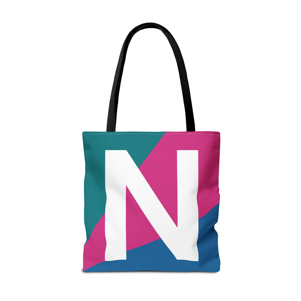 Monogram 'N' Colorblock Tote Bag — Personalized Initial N Shoulder Tote