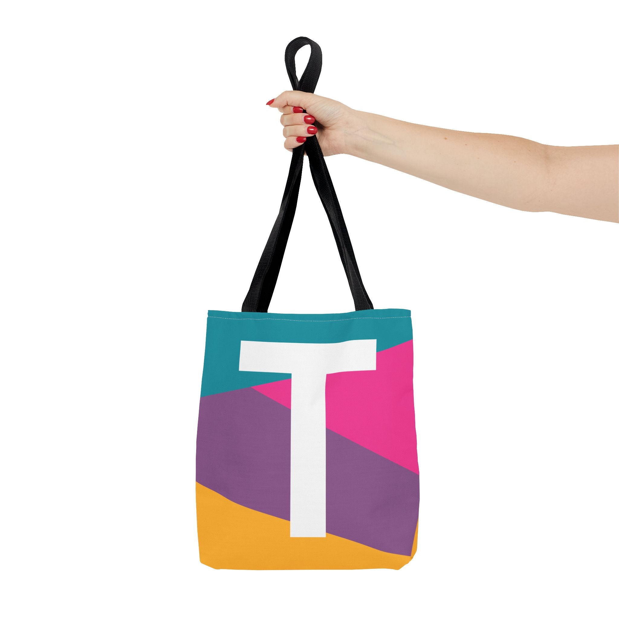 Monogram 'T' Colorblock Tote Bag — Personalized Initial T Shoulder Tote