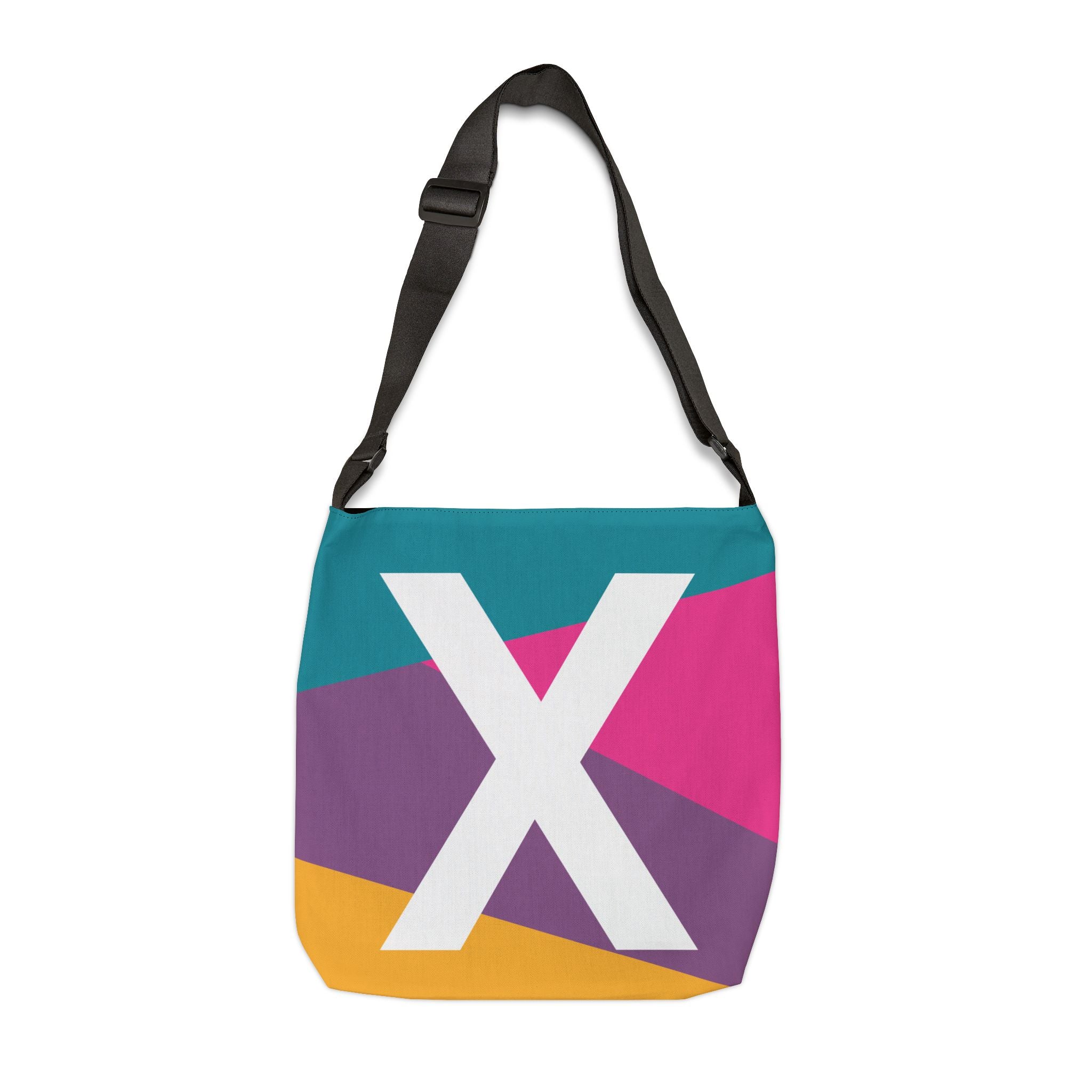 Initial Letter 'X' Colorblock Adjustable Tote Bag — Monogram Alphabet Shoulder Bag