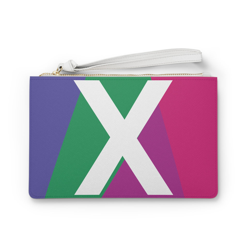 Monogram 'X' Colorblock Clutch Bag — Bold Geometric Wristlet for Everyday & Gifts