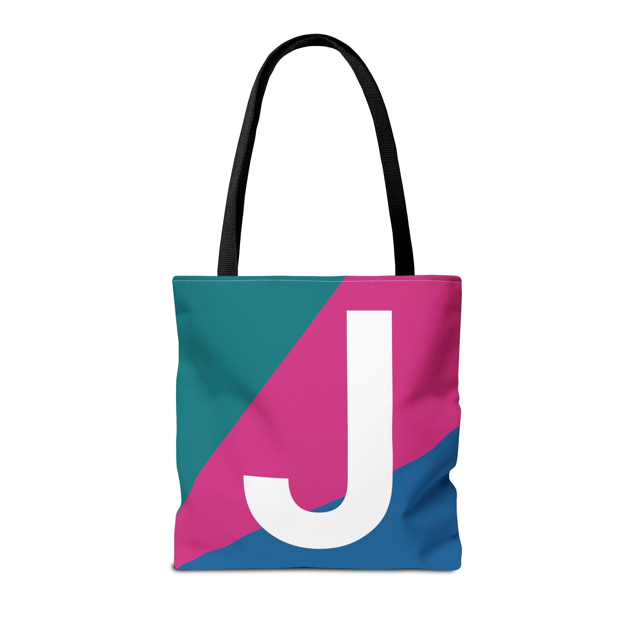 Monogram 'J' Colorblock Tote Bag — Personalized Initial J Shoulder Tote