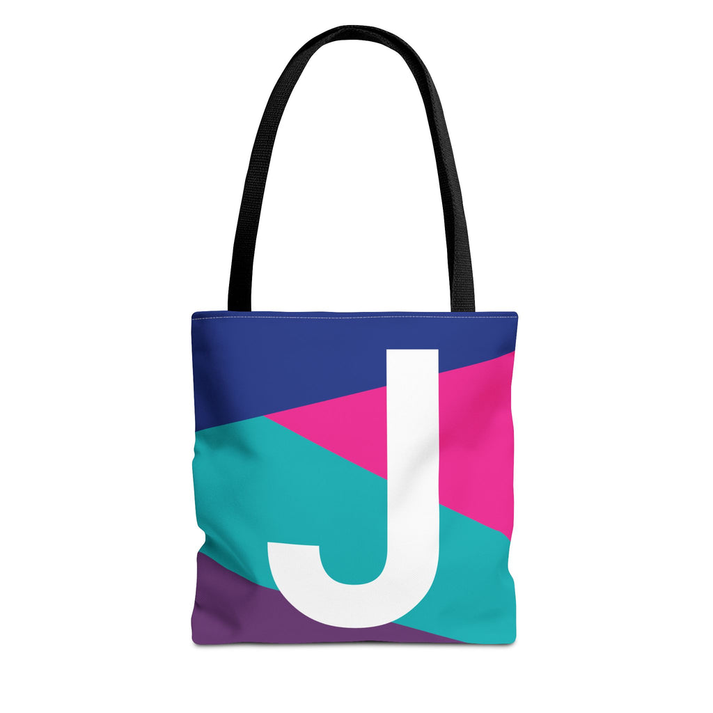 Monogram 'J' Colorblock Tote Bag — Personalized Initial J Shoulder Tote