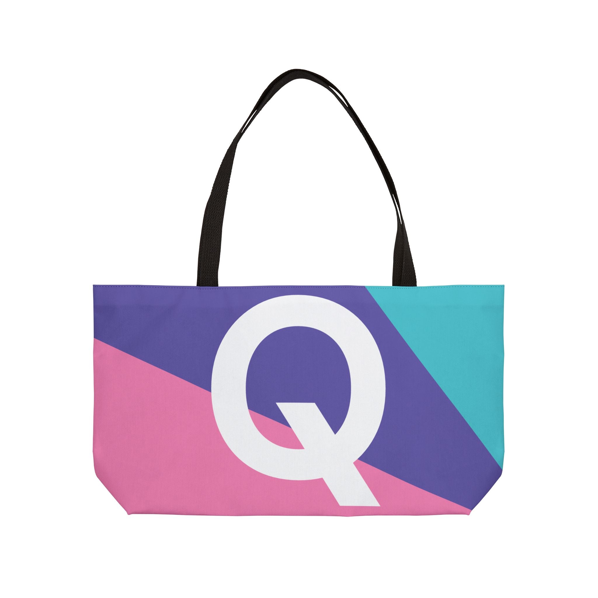 Personalized 'Q' Colorblock Tote Bag — Monogram Weekender Tote