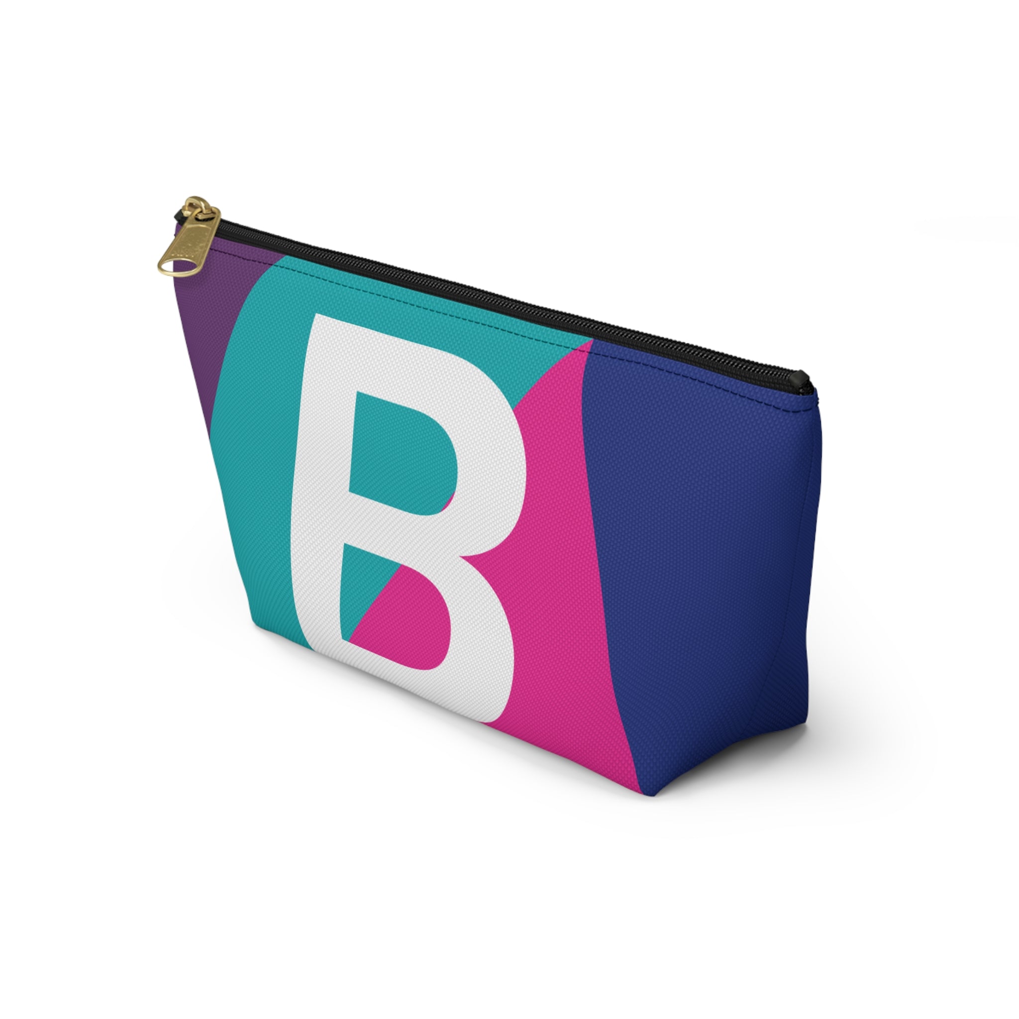 Initials Colorblock Accessory Pouch — Monogram B T-Bottom Cosmetic Bag