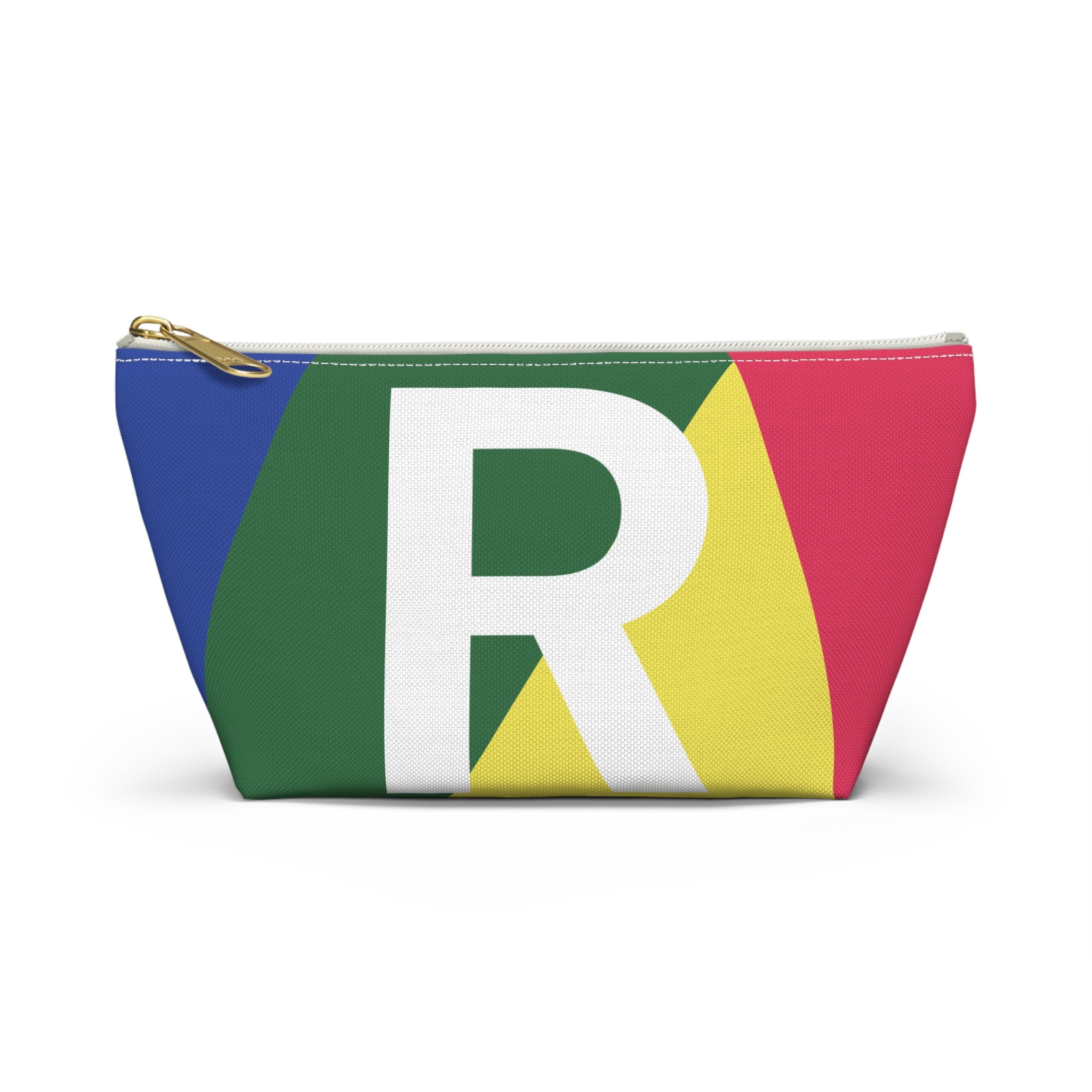 Initials Colorblock Accessory Pouch — Monogram R T-Bottom Cosmetic Bag