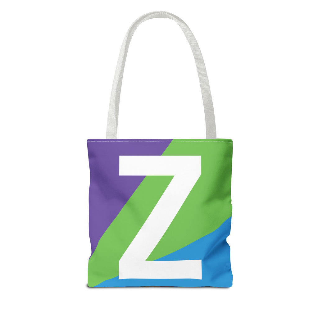 Monogram 'Z' Colorblock Tote Bag — Personalized Initial Z Shoulder Tote