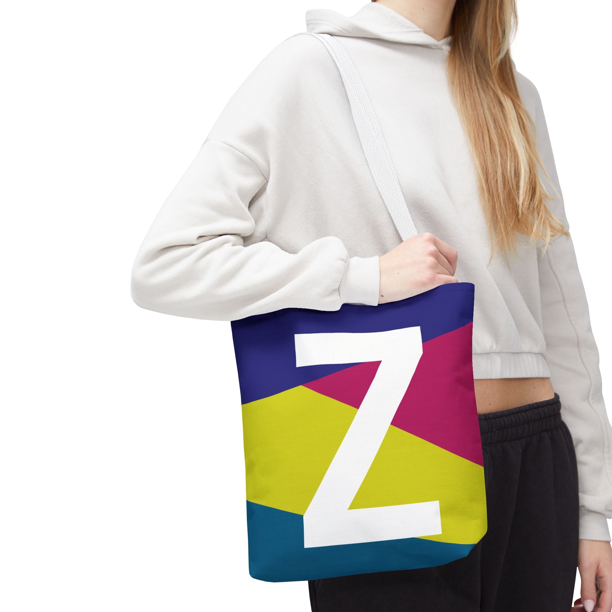 Monogram 'Z' Colorblock Tote Bag — Personalized Initial Z Shoulder Tote