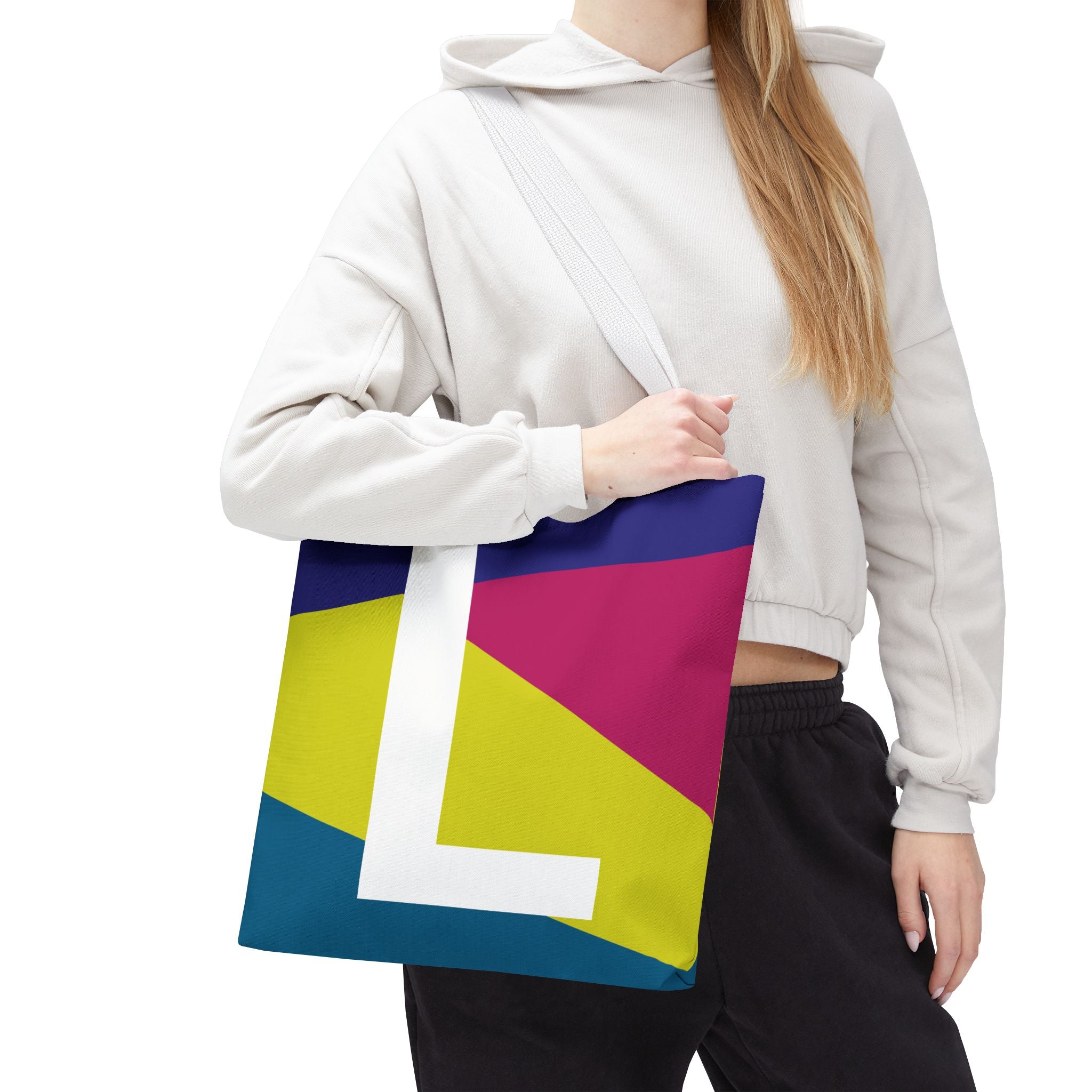 Monogram 'L' Colorblock Tote Bag — Personalized Initial L Shoulder Tote