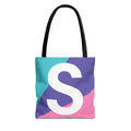 Monogram 'S' Colorblock Tote Bag — Personalized Initial S Shoulder Tote