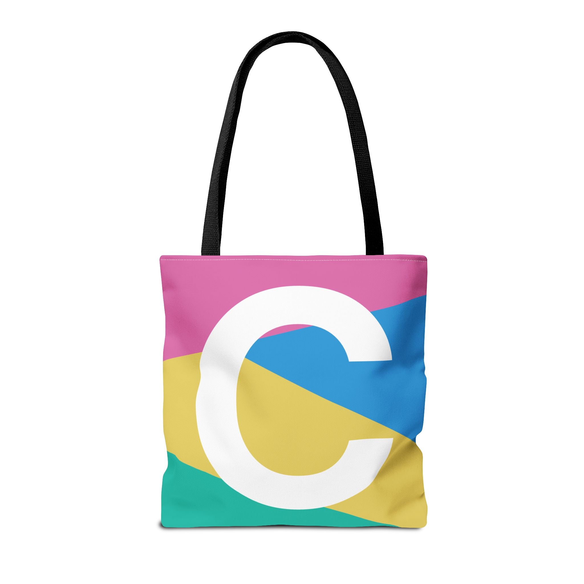 Monogram 'C' Colorblock Tote Bag — Personalized Initial C Shoulder Tote