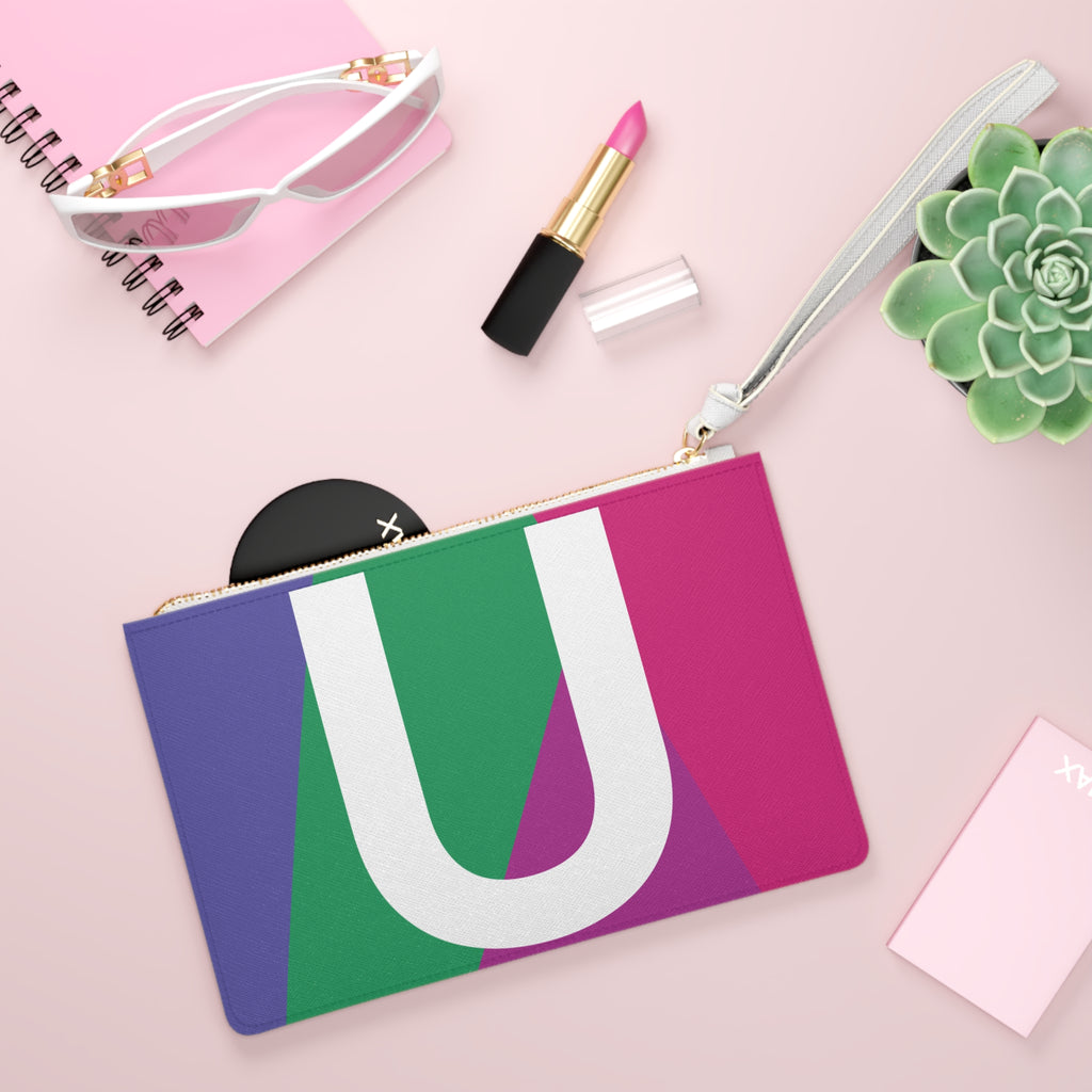 Monogram 'U' Colorblock Clutch Bag — Bold Geometric Wristlet for Everyday & Gifts