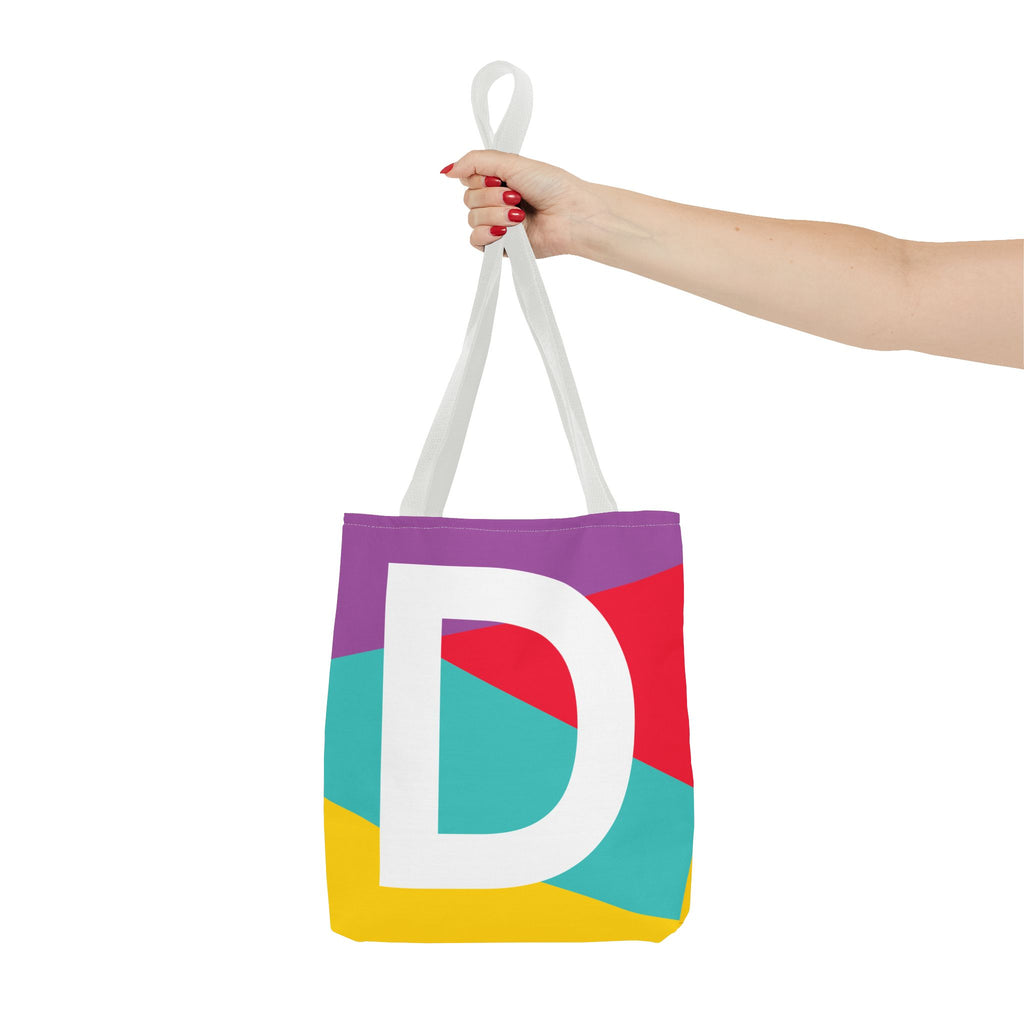 Monogram 'D' Colorblock Tote Bag — Personalized Initial D Shoulder Tote