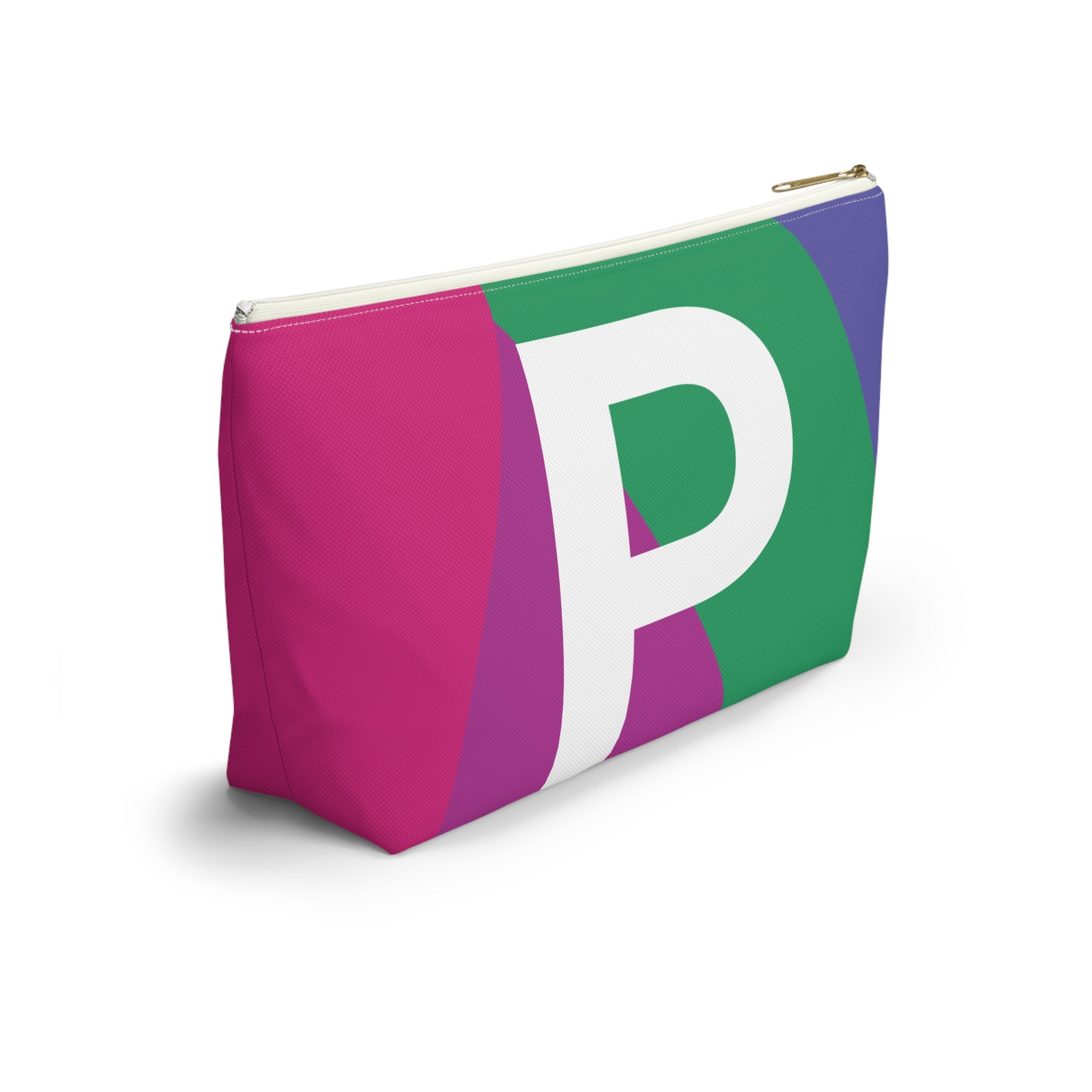 Initials Colorblock Accessory Pouch — Monogram P T-Bottom Cosmetic Bag
