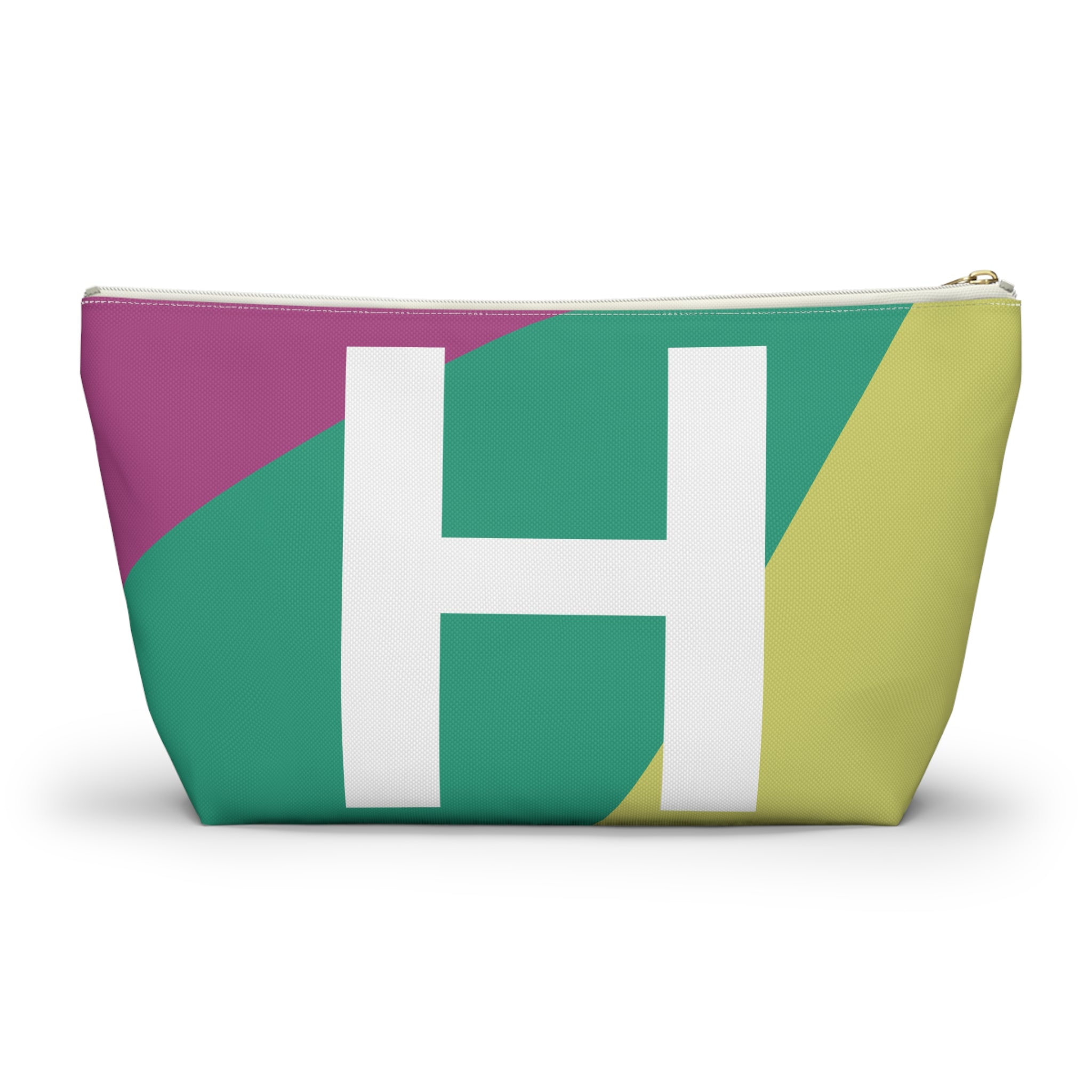 Initials Colorblock Accessory Pouch — Monogram H T-Bottom Cosmetic Bag