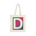 Initial D Colorblock Canvas Tote Bag — Monogram Letter D Reusable Grocery Tote