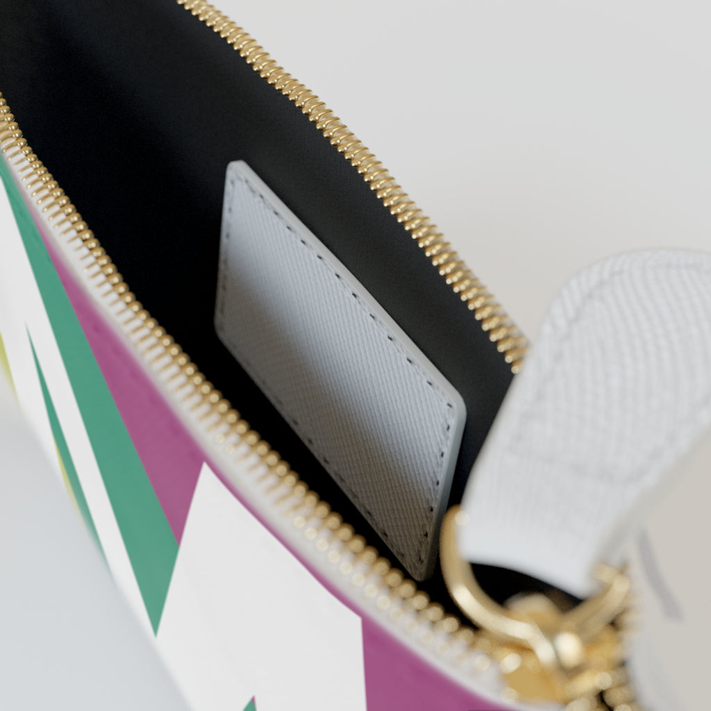 Initial M Mini Clutch — Colorblock Monogram Wristlet Wallet