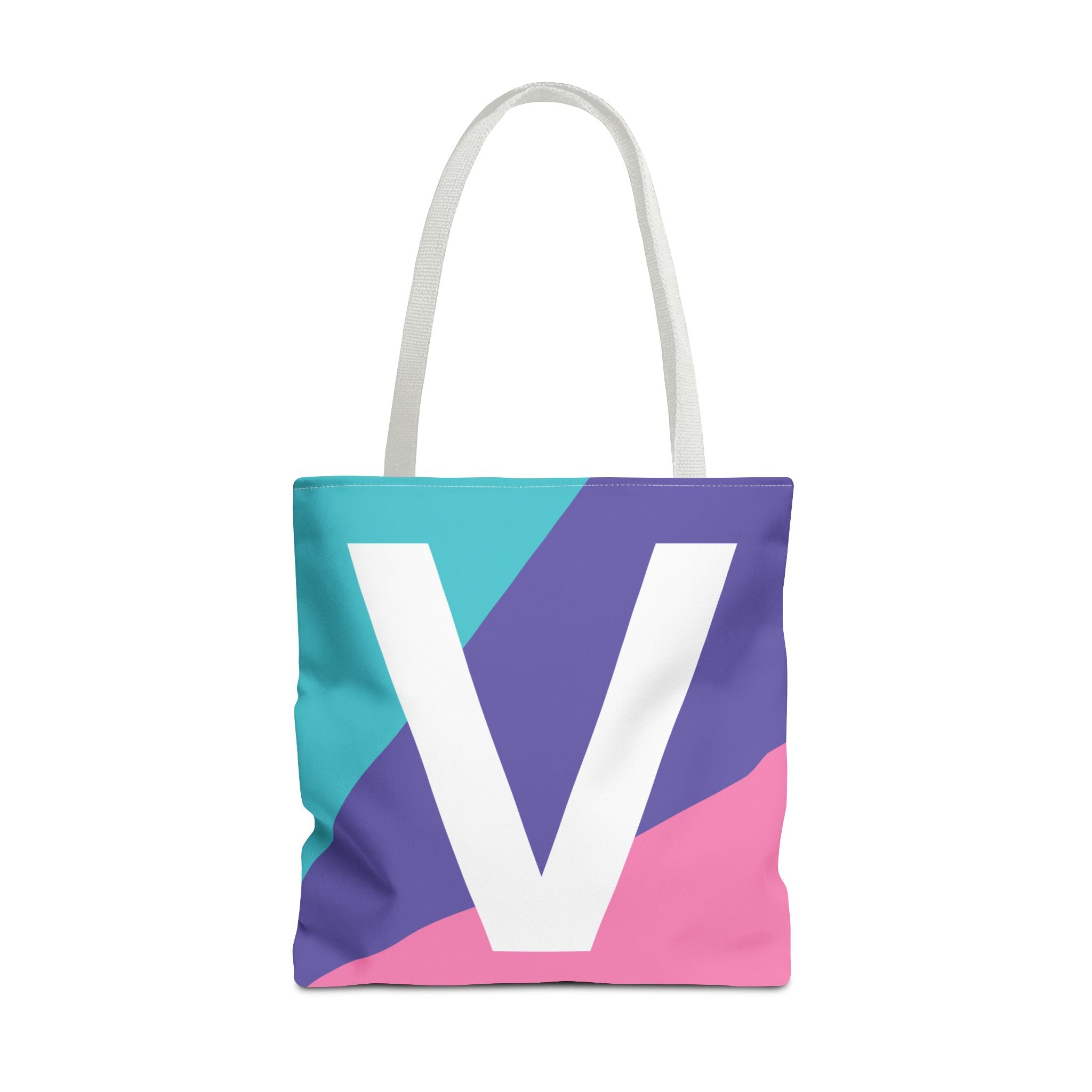 Monogram 'V' Colorblock Tote Bag — Personalized Initial V Shoulder Tote