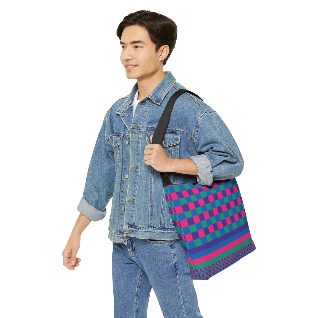 Colorblock Geometric Tote Bag