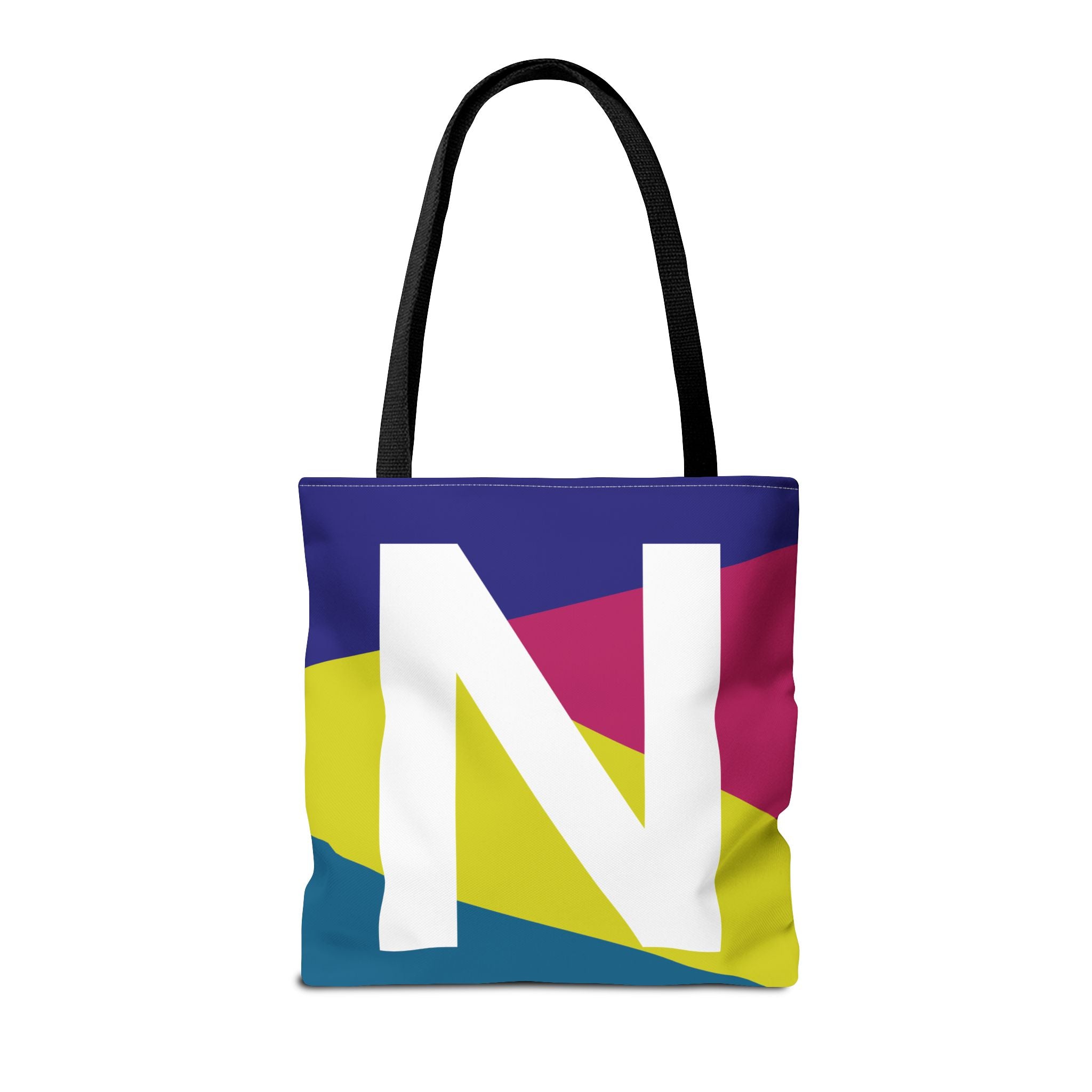 Monogram 'N' Colorblock Tote Bag — Personalized Initial N Shoulder Tote