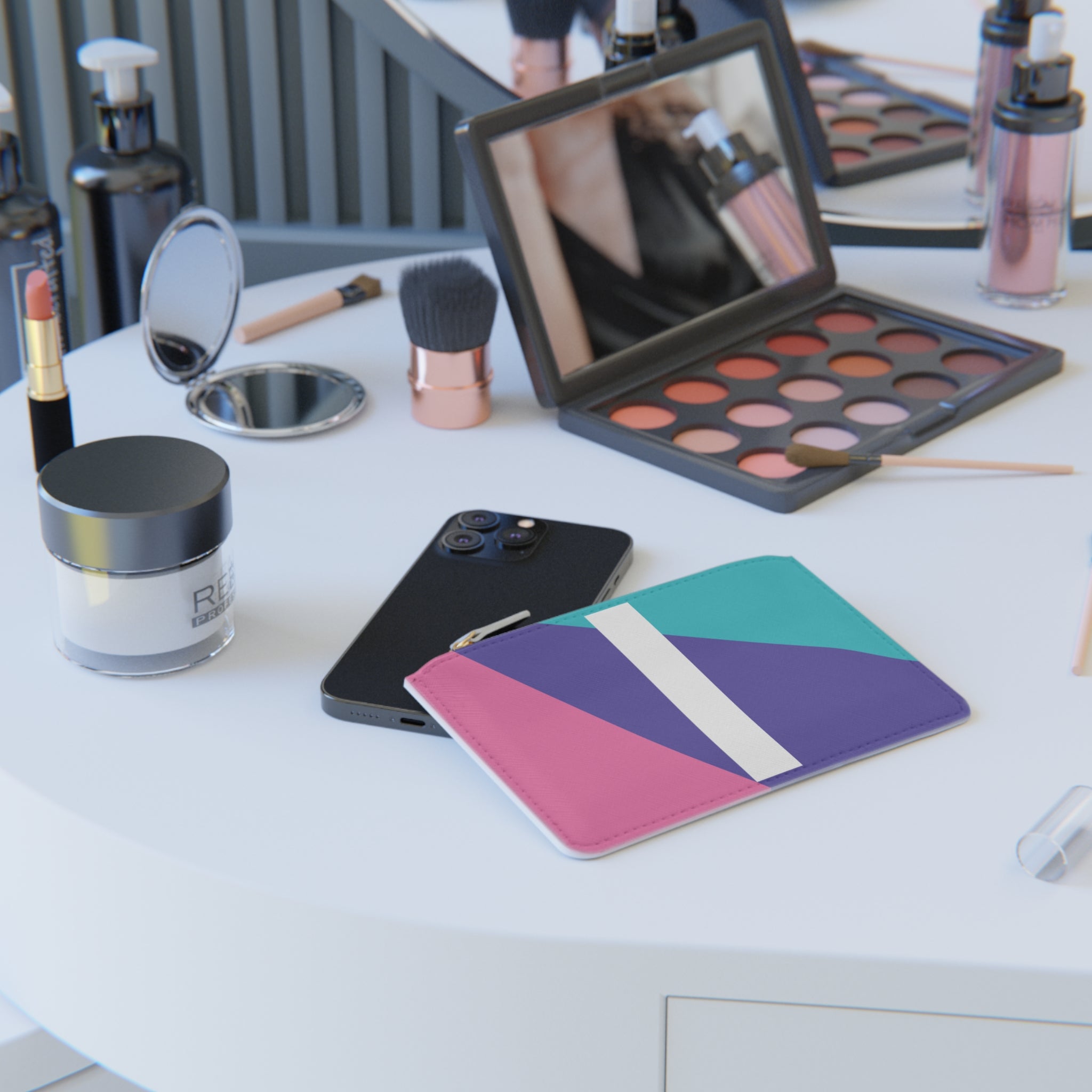 Initial I Mini Clutch — Colorblock Monogram Wristlet Wallet