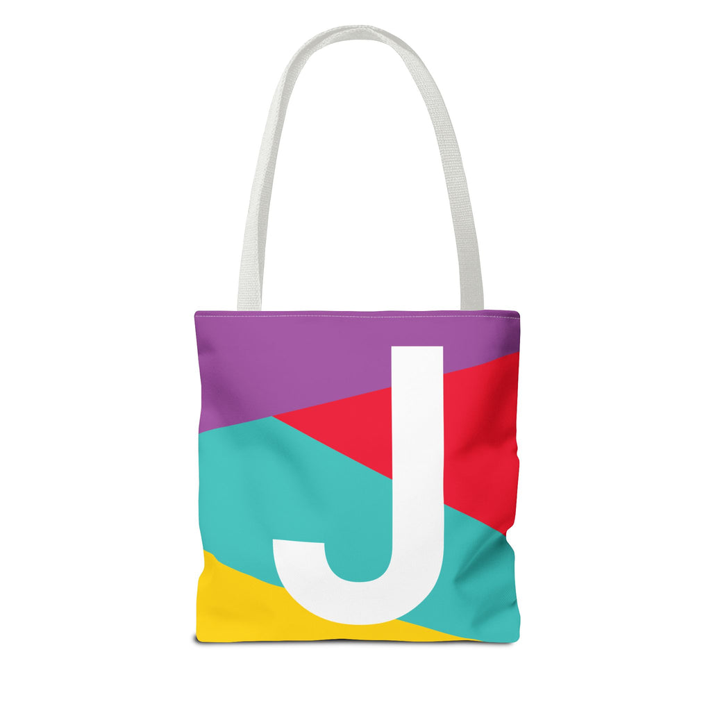 Monogram 'J' Colorblock Tote Bag — Personalized Initial J Shoulder Tote