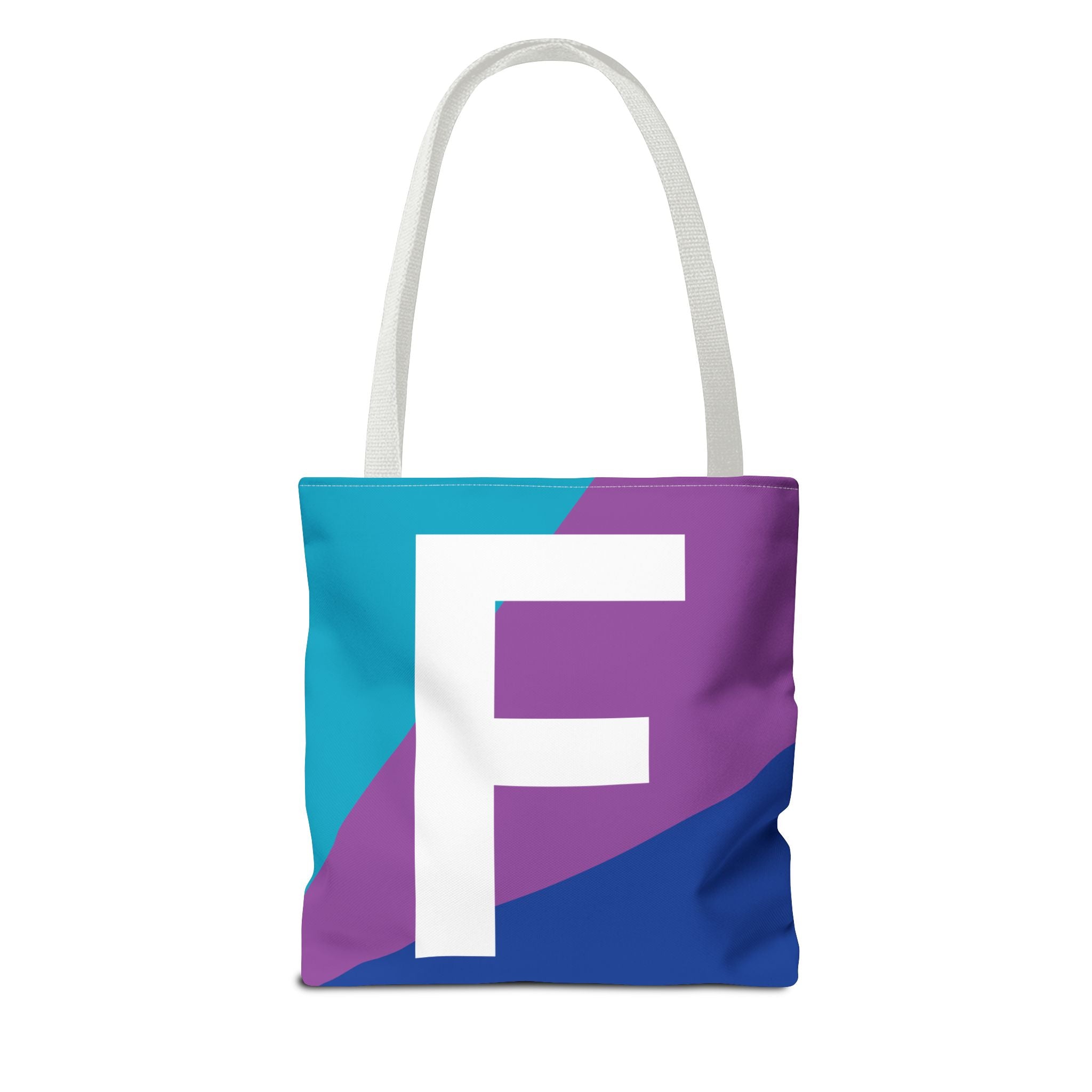 Monogram 'F' Colorblock Tote Bag — Personalized Initial F Shoulder Tote