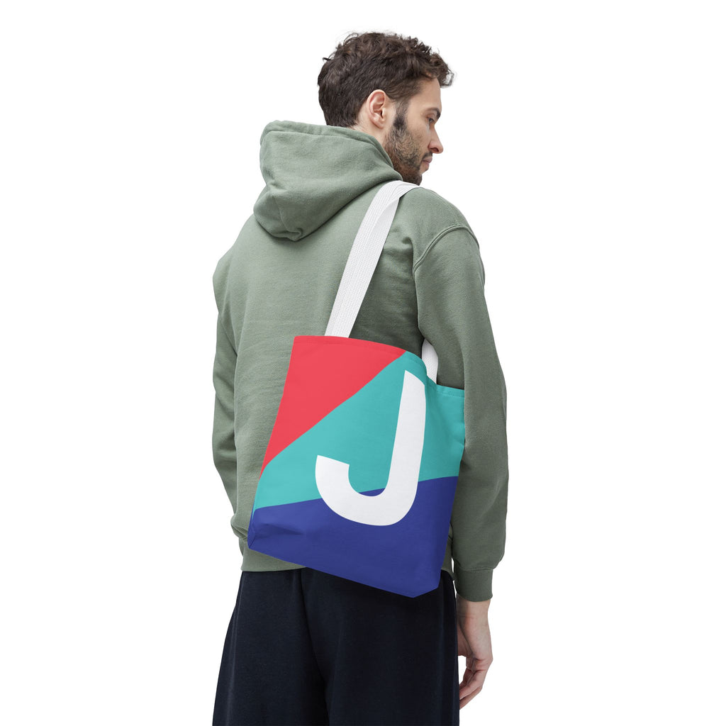 Monogram 'J' Colorblock Tote Bag — Personalized Initial J Shoulder Tote