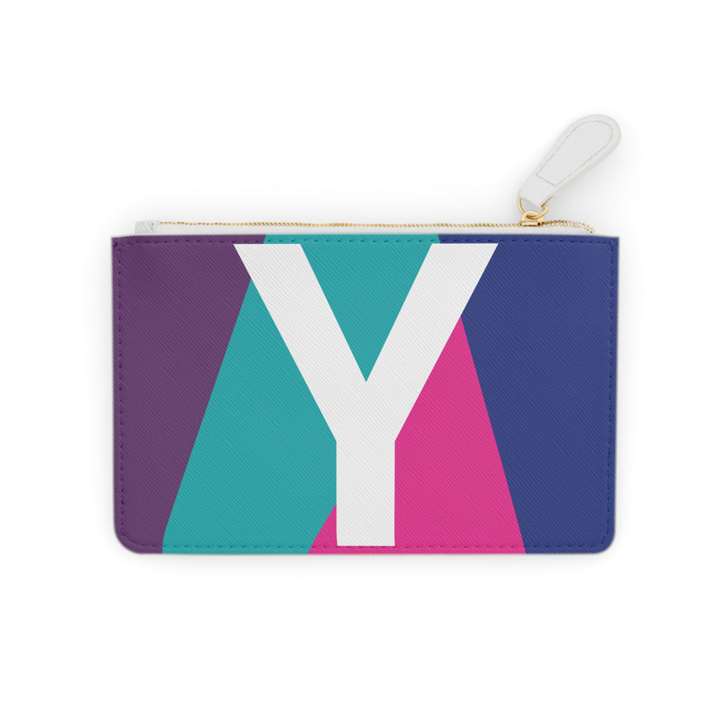 Initial Y Mini Clutch — Colorblock Monogram Wristlet Wallet