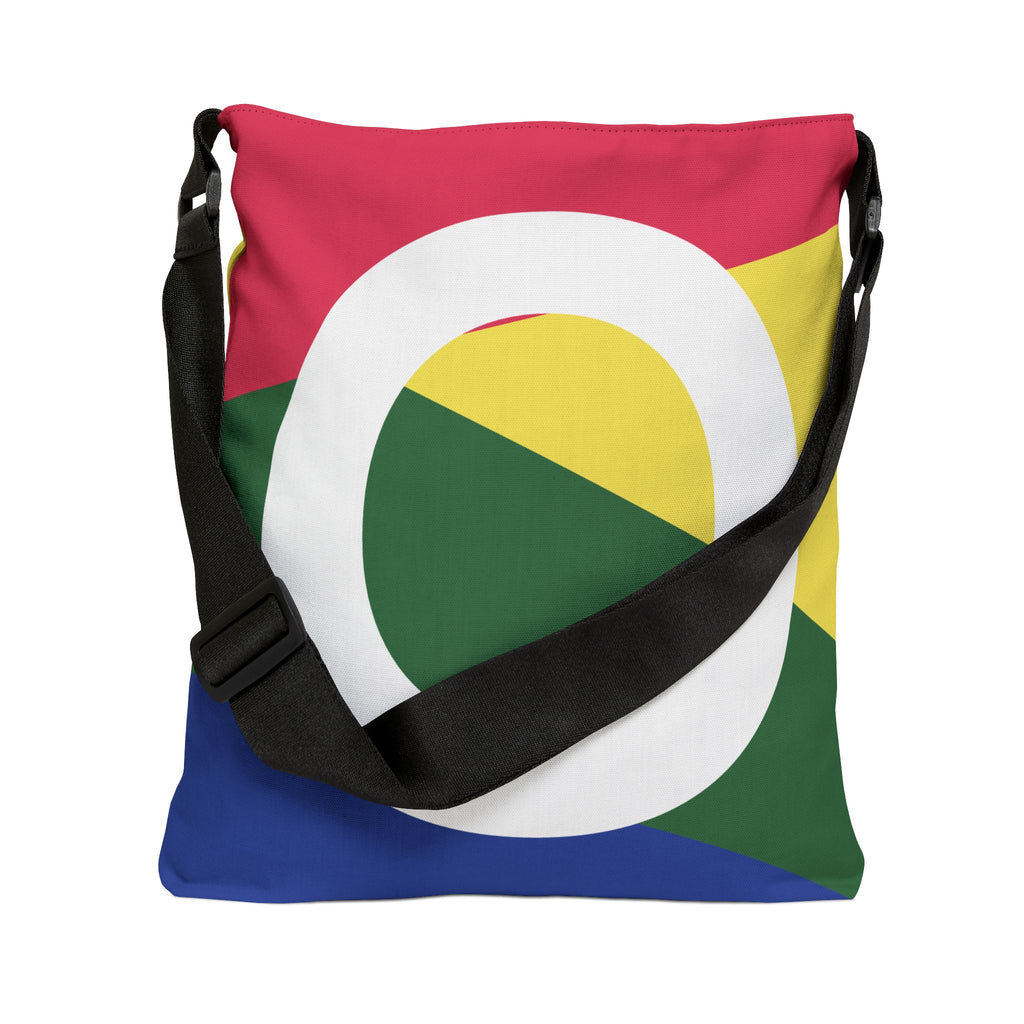 Initial Letter 'O' Colorblock Adjustable Tote Bag — Monogram Alphabet Shoulder Bag
