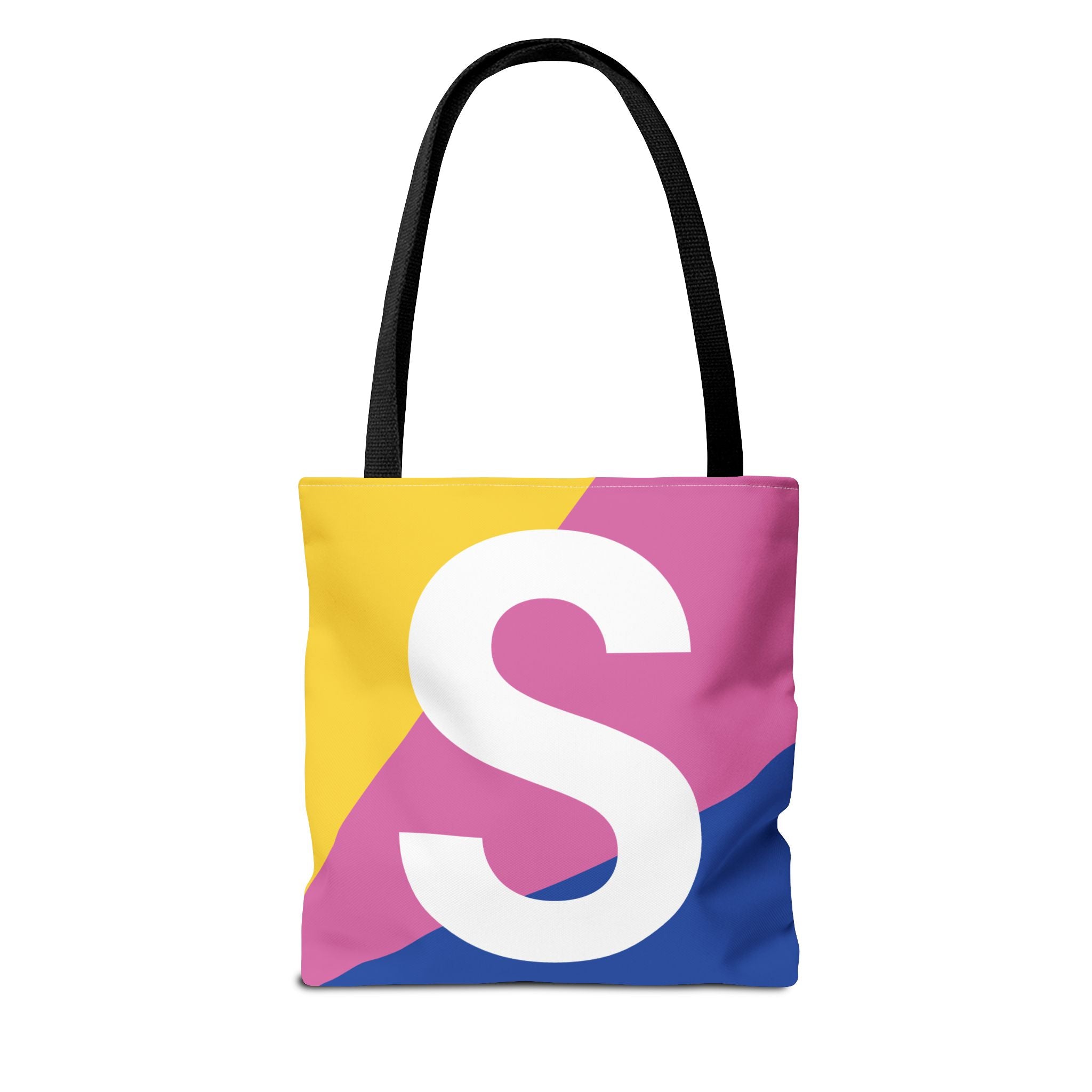 Monogram 'S' Colorblock Tote Bag — Personalized Initial S Shoulder Tote