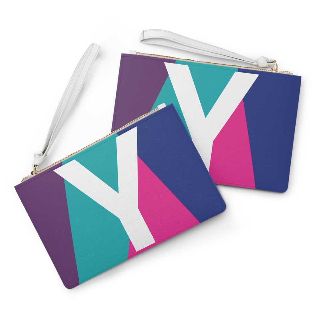 Monogram 'Y' Colorblock Clutch Bag — Bold Geometric Wristlet for Everyday & Gifts