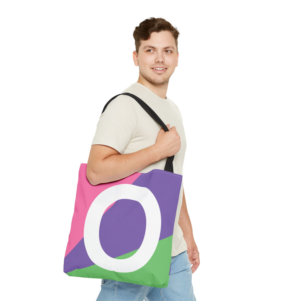 Monogram 'O' Colorblock Tote Bag — Personalized Initial O Shoulder Tote