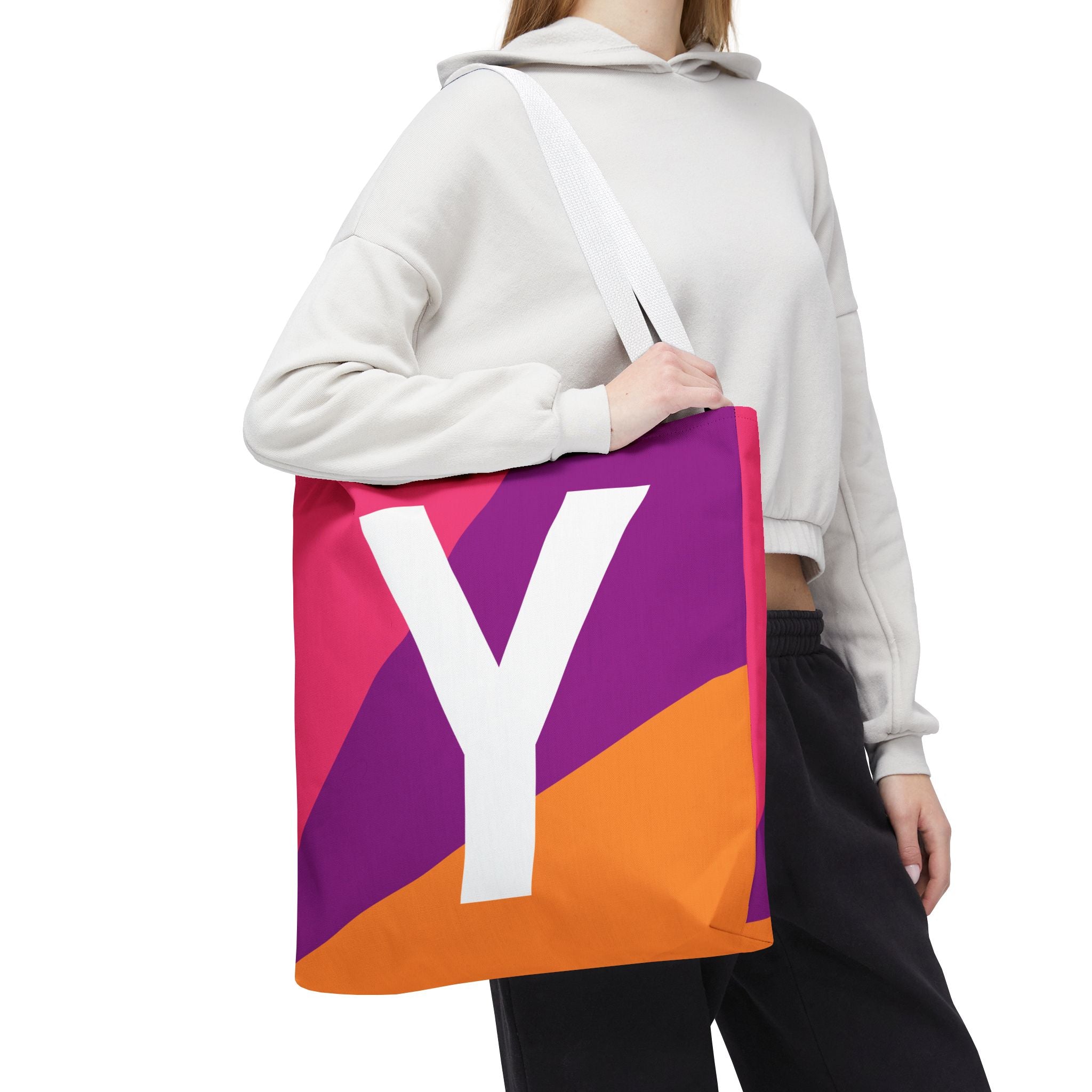 Monogram 'Y' Colorblock Tote Bag — Personalized Initial Y Shoulder Tote